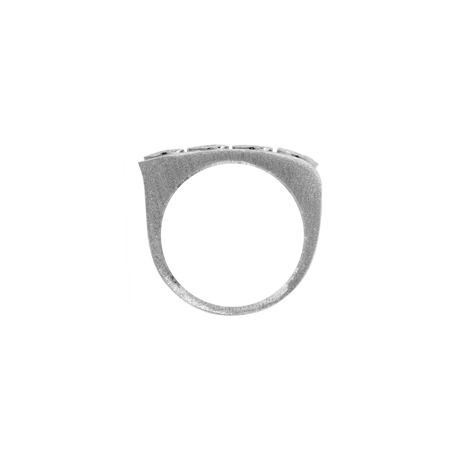 Belle Sculptural White Gold Marquise Diamond Brushed Slim Band Ring