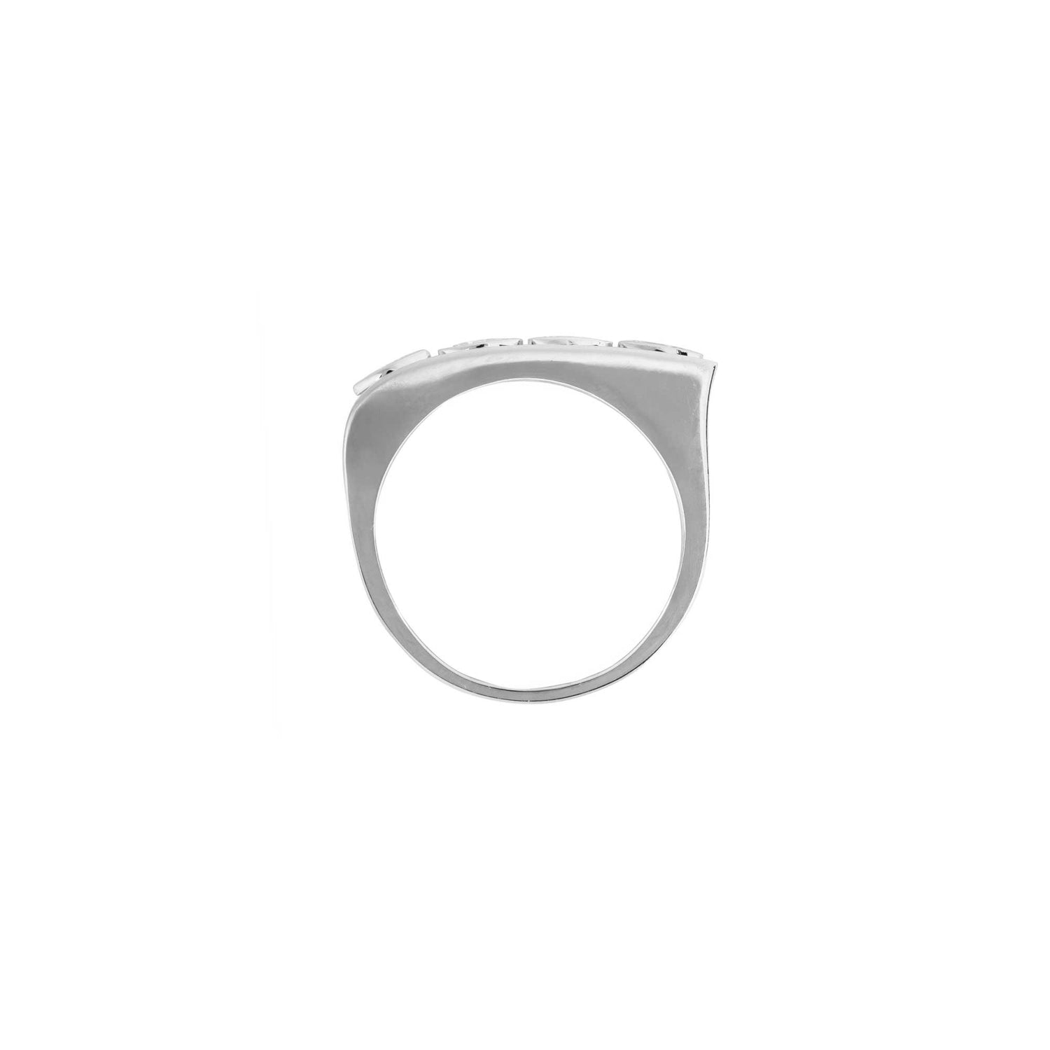 Belle Sculptural White Gold Marquise Diamond High Gloss Slim Band Ring