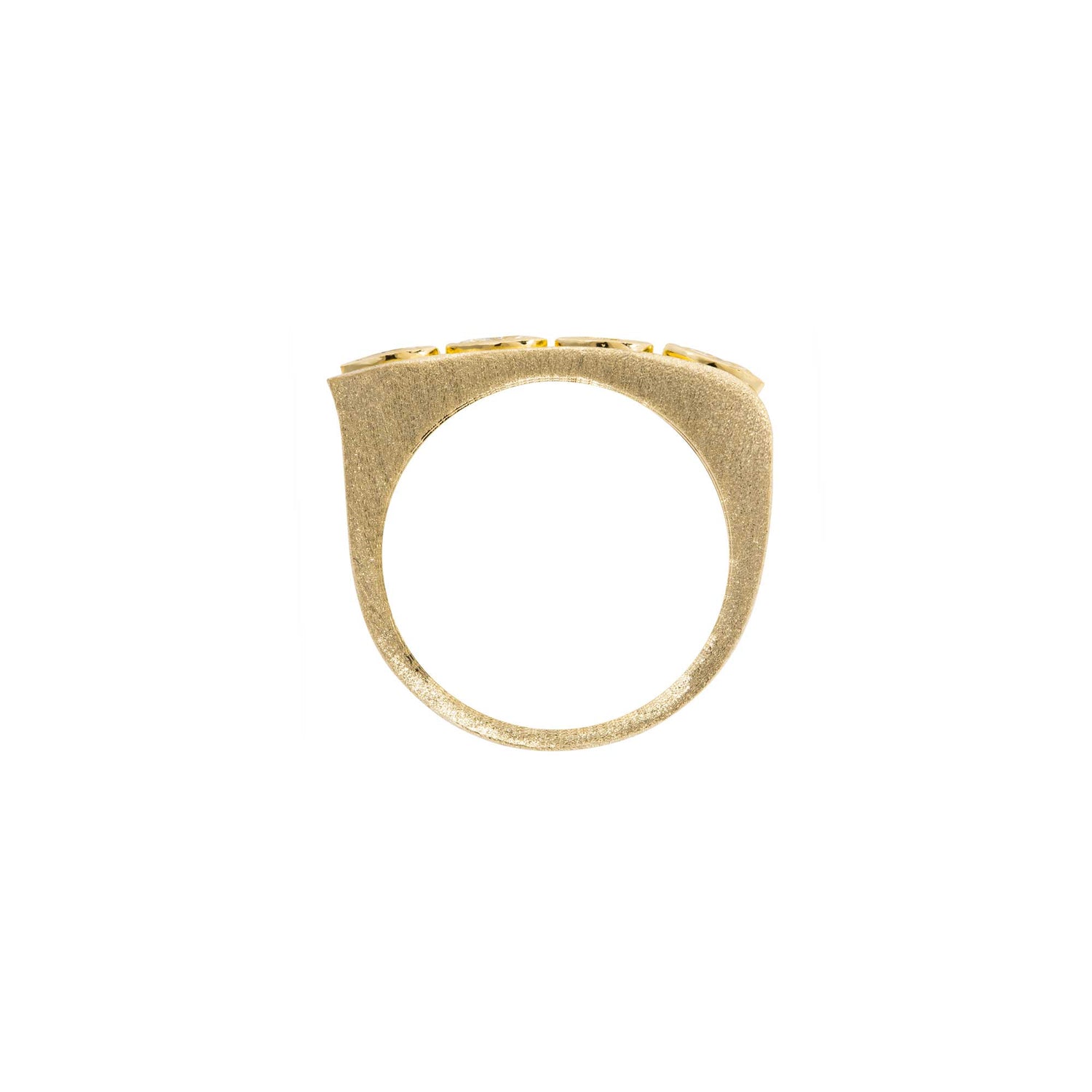 Belle Sculptural Yellow Gold Marquise Diamond Brushed Slim Band Ring