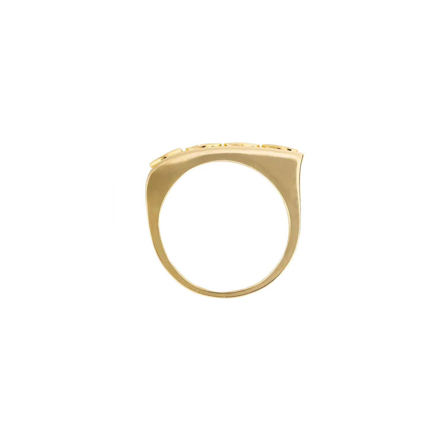 Belle Sculptural Yellow Gold Marquise Diamond High Gloss Slim Band Ring