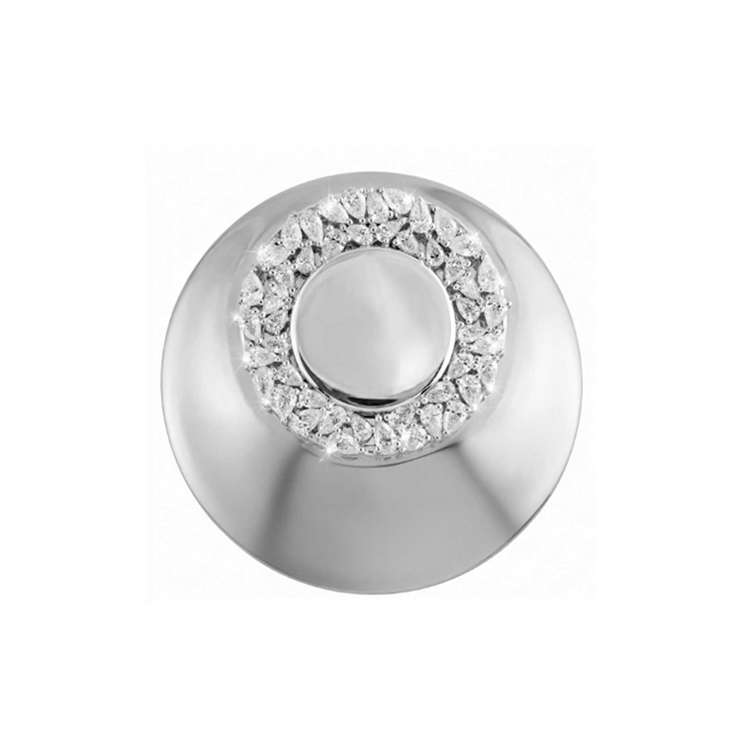 Céleste White Gold White Stone & Baguette Diamond Disc Ring
