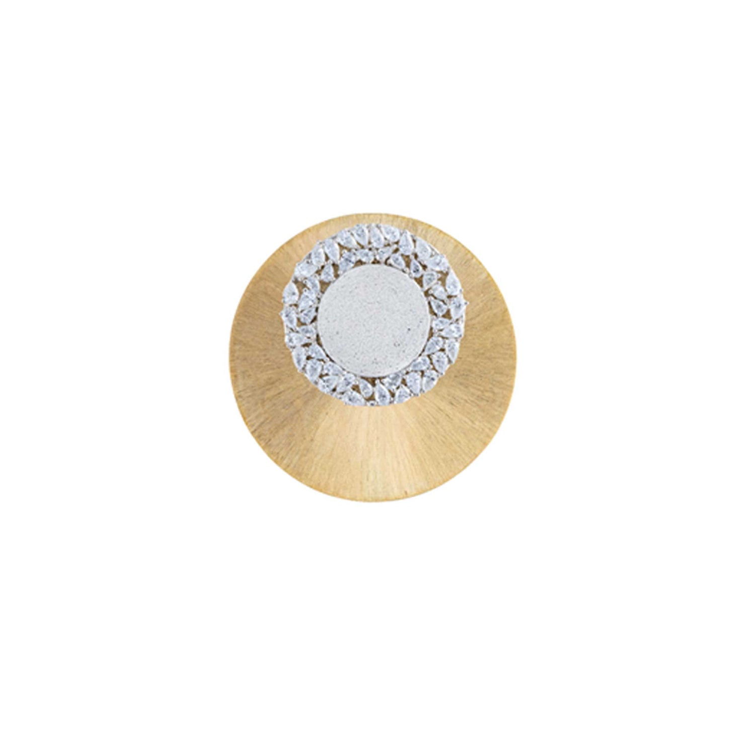 Céleste Yellow Gold Baguette Diamond Dome Disc Ring