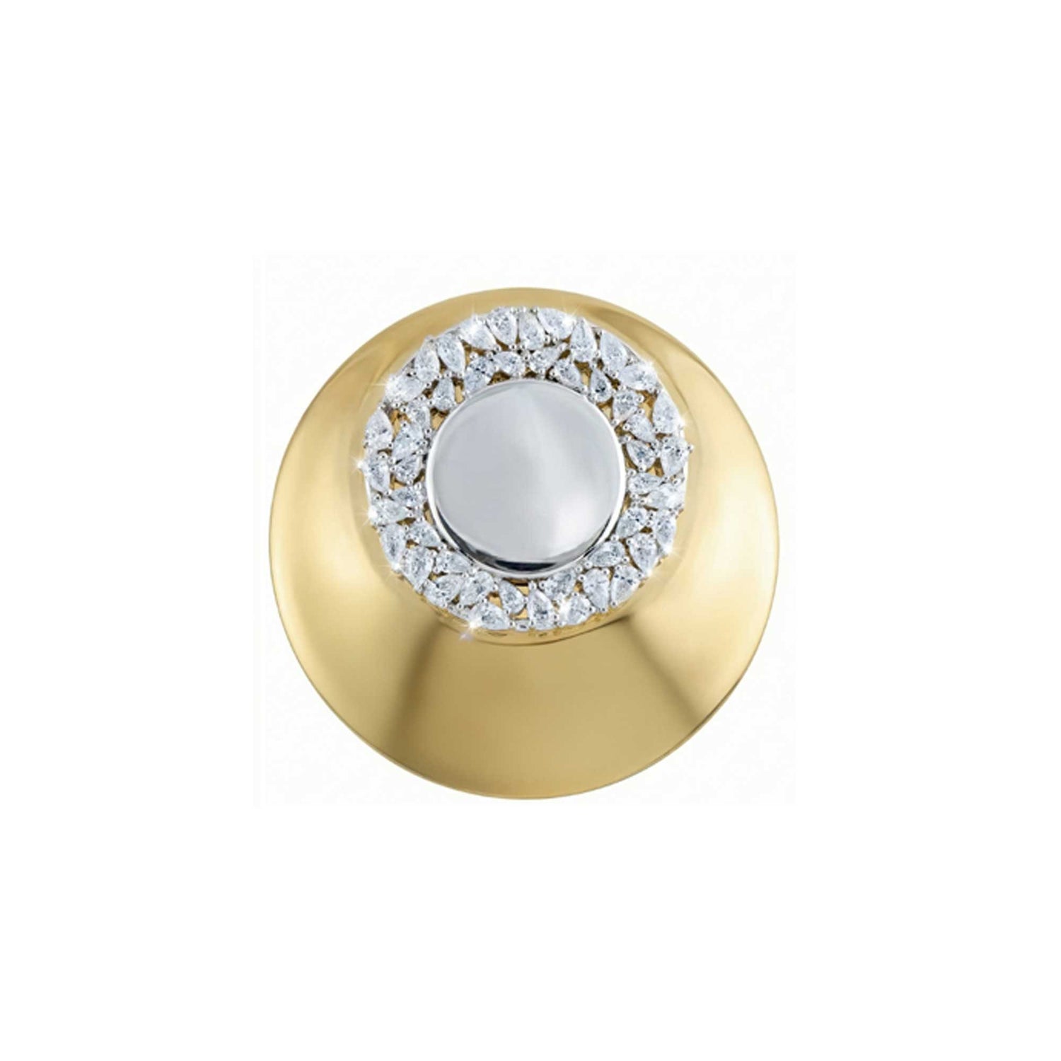 Céleste Yellow Gold White Stone & Baguette Diamond Disc Ring