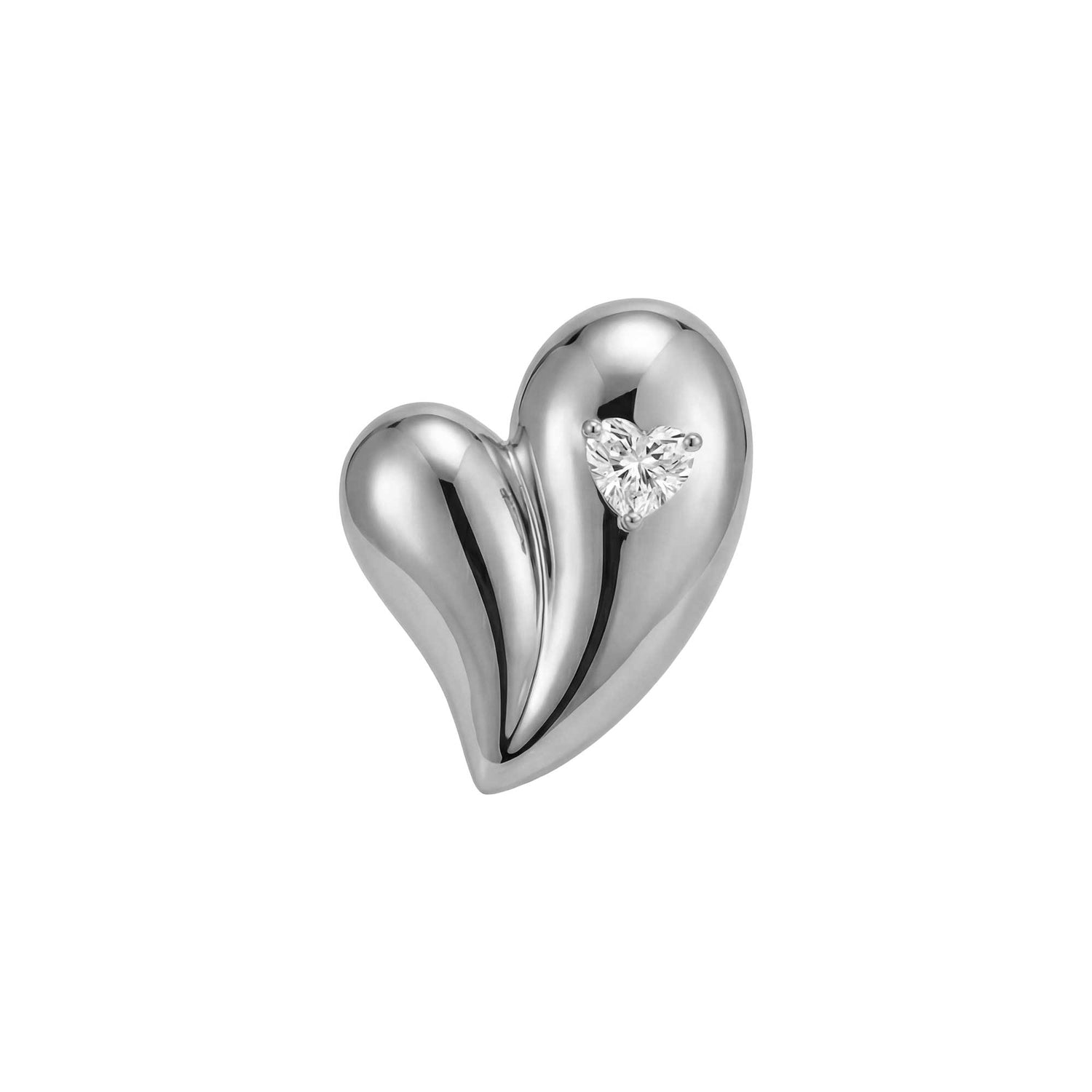 Roma Heart White Gold Heart Diamond High Gloss Sculptural Wrap Ring