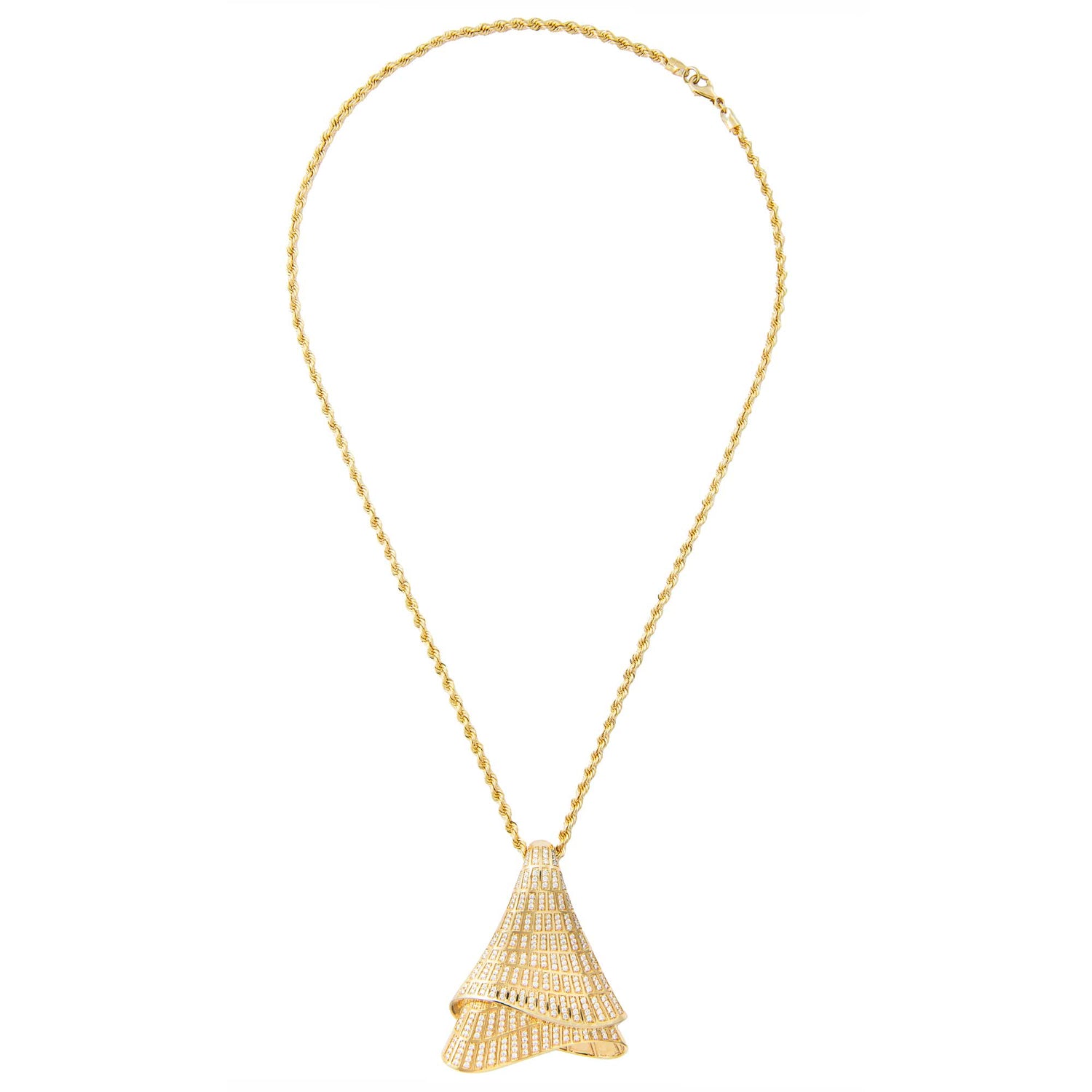 Sia Layered Yellow Gold Pavé Diamond High Gloss Large Pendant