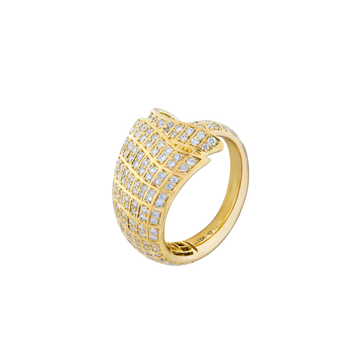 Sia Layered Yellow Gold Pavé Diamond High Gloss Small Ring