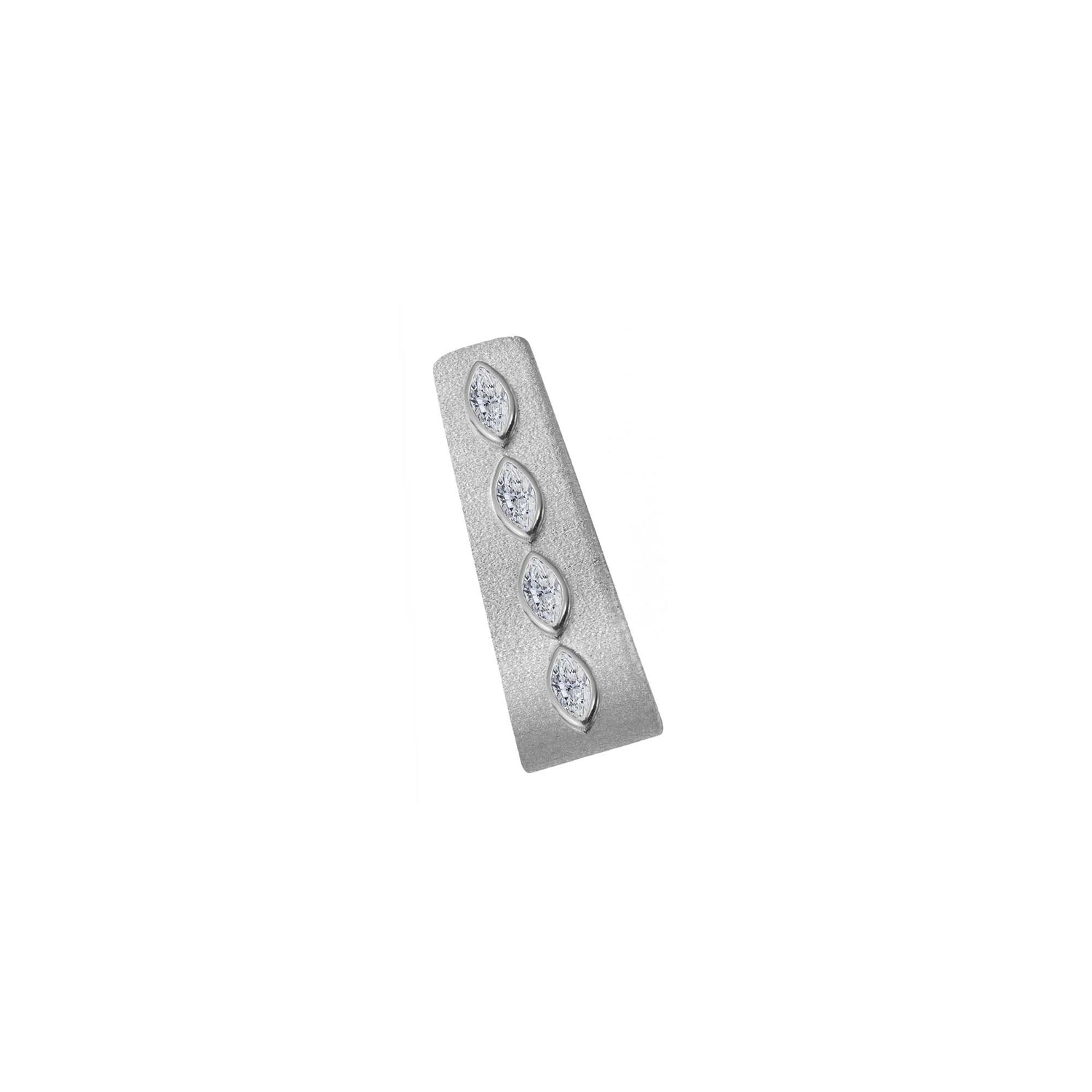 Belle Sculptural White Gold Marquise Diamond Brushed Slim Band Ring