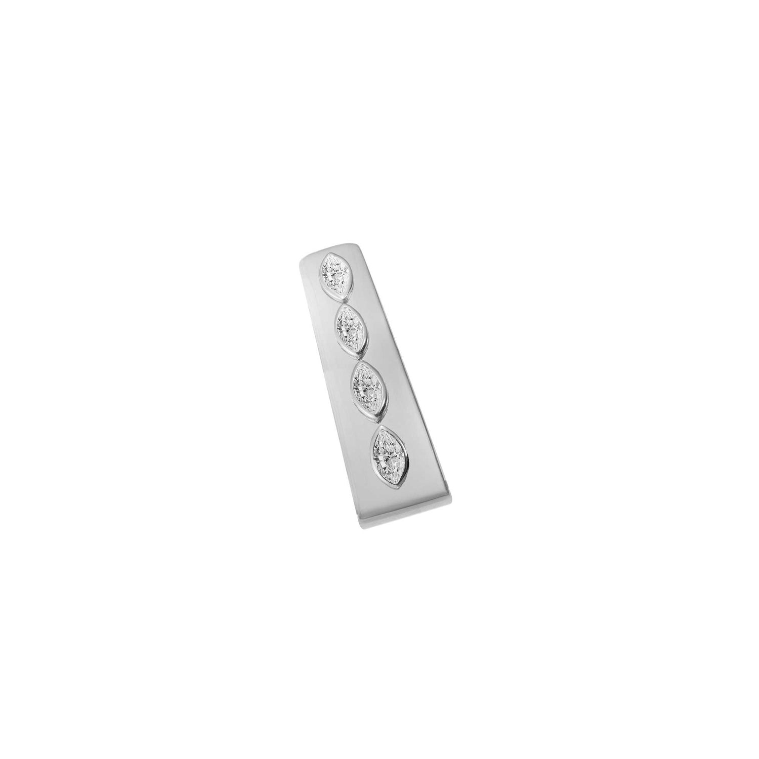 Belle Sculptural White Gold Marquise Diamond High Gloss Slim Band Ring