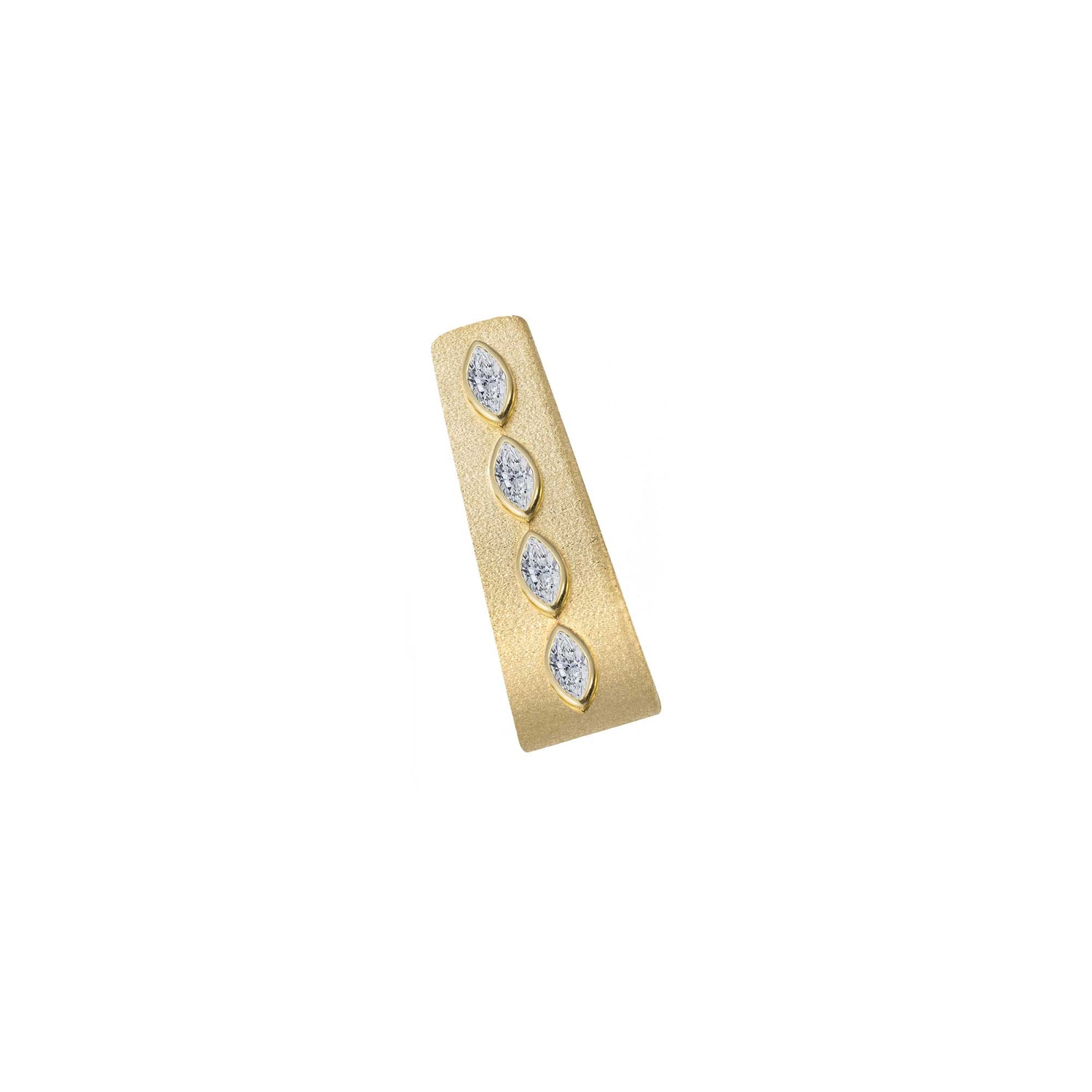 Belle Sculptural Yellow Gold Marquise Diamond Brushed Slim Band Ring