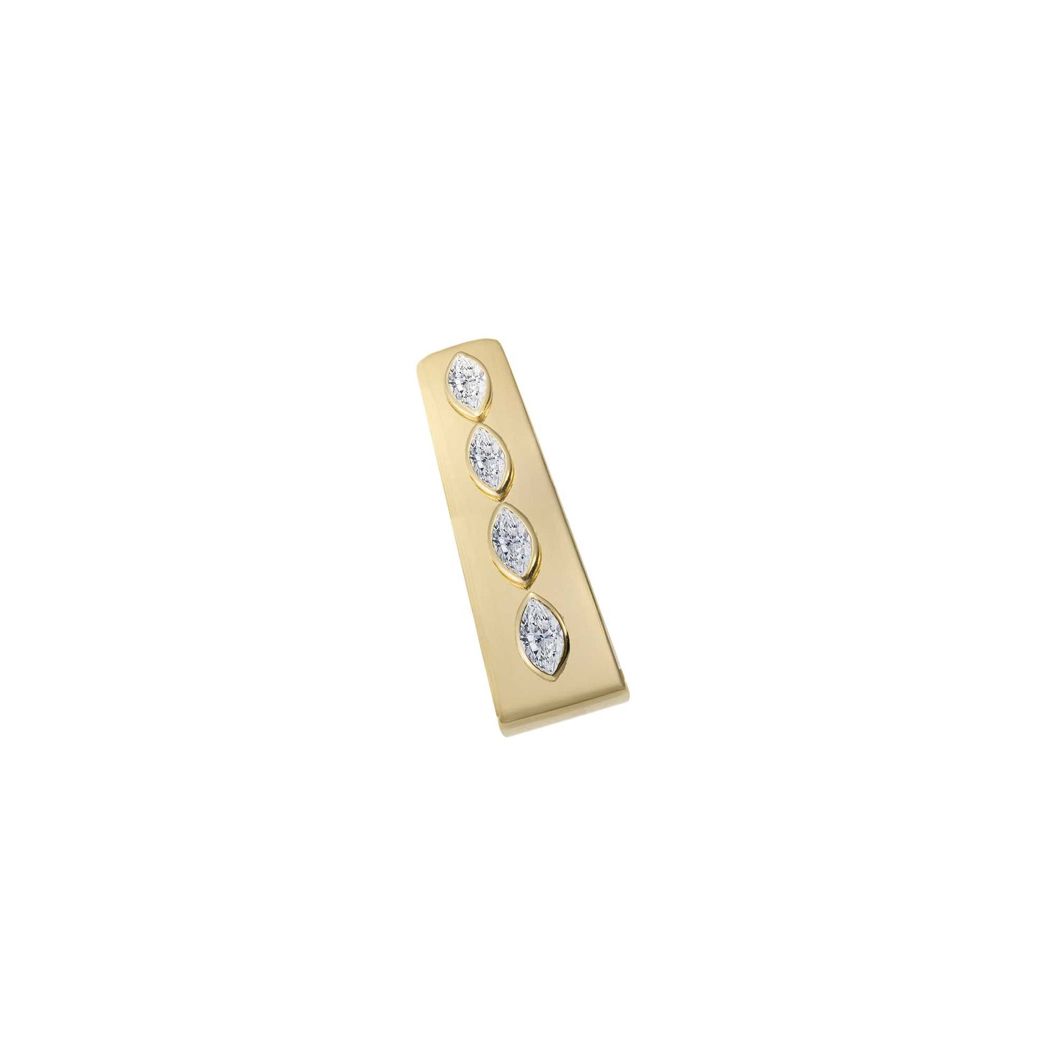 Belle Sculptural Yellow Gold Marquise Diamond High Gloss Slim Band Ring