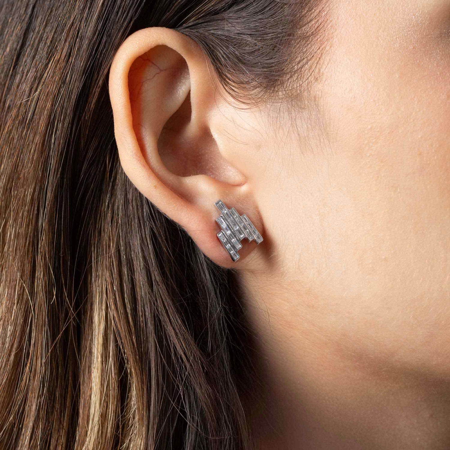 Satine Galaxy White Gold Diamond Baguette Ear Cuff
