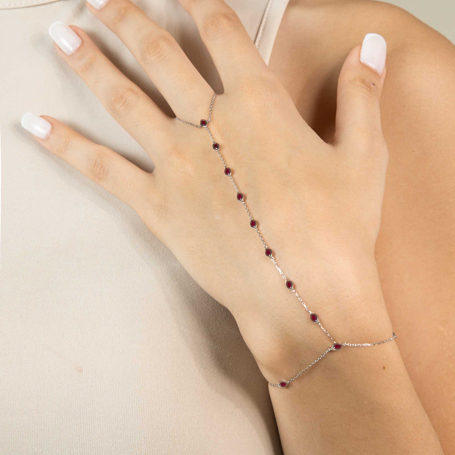 Satine White Gold Ruby Link Handchain