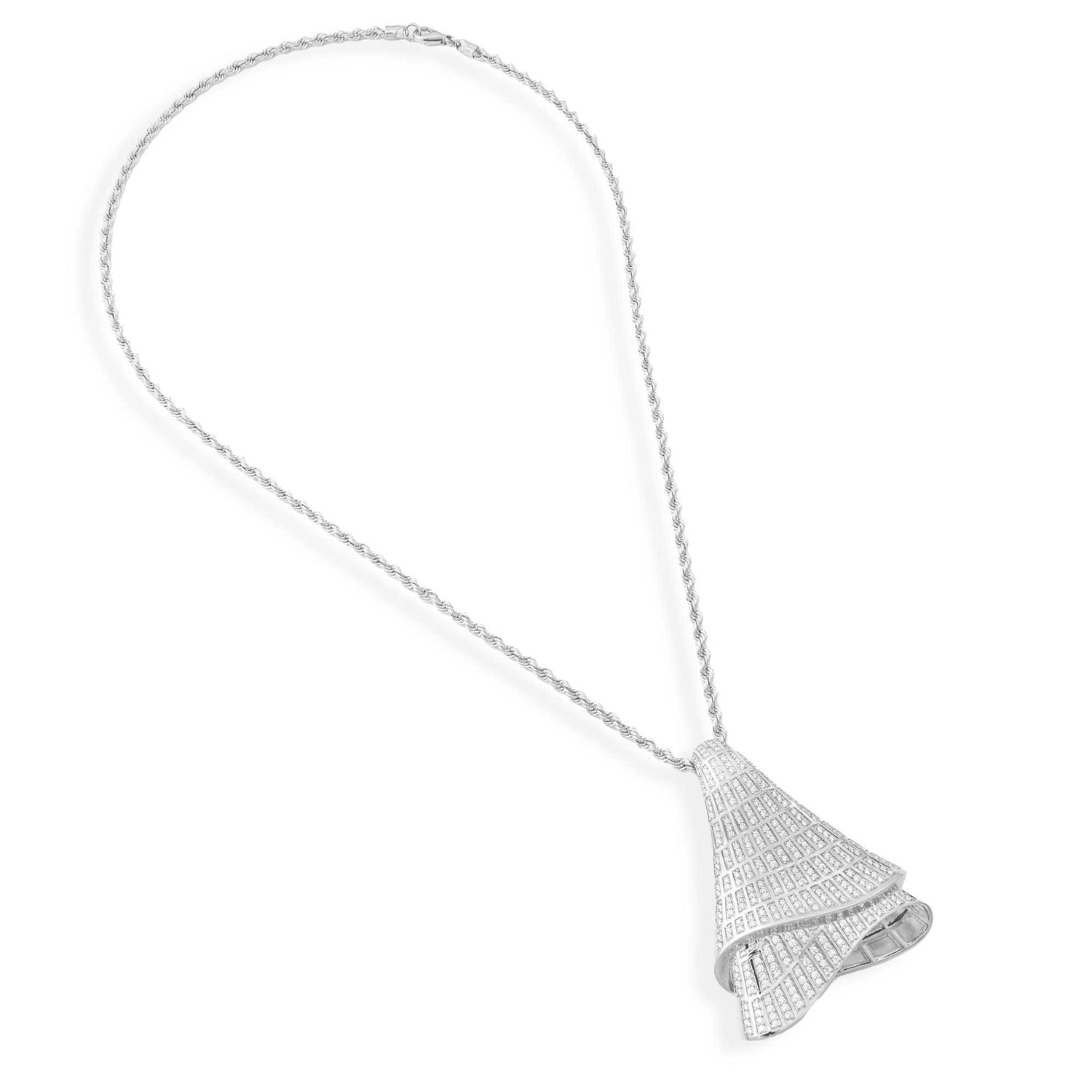 Sia Layered White Gold Pavé Diamond High Gloss Large Pendant