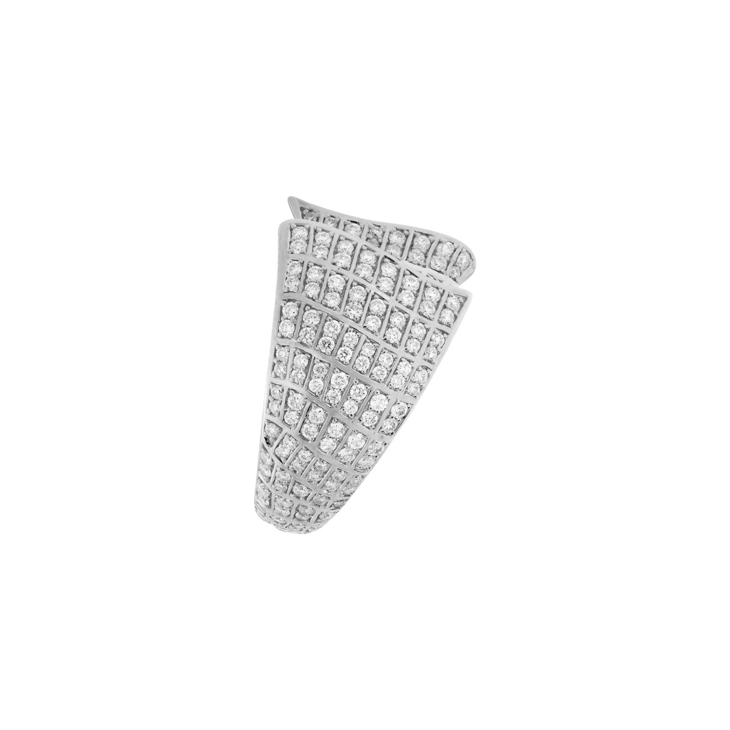 Sia Layered White Gold Pavé Diamond High Gloss Small Ring