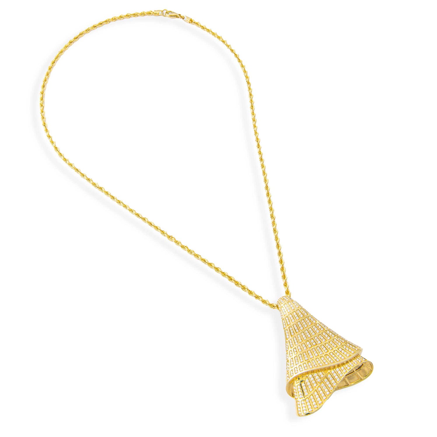 Sia Layered Yellow Gold Pavé Diamond High Gloss Large Pendant