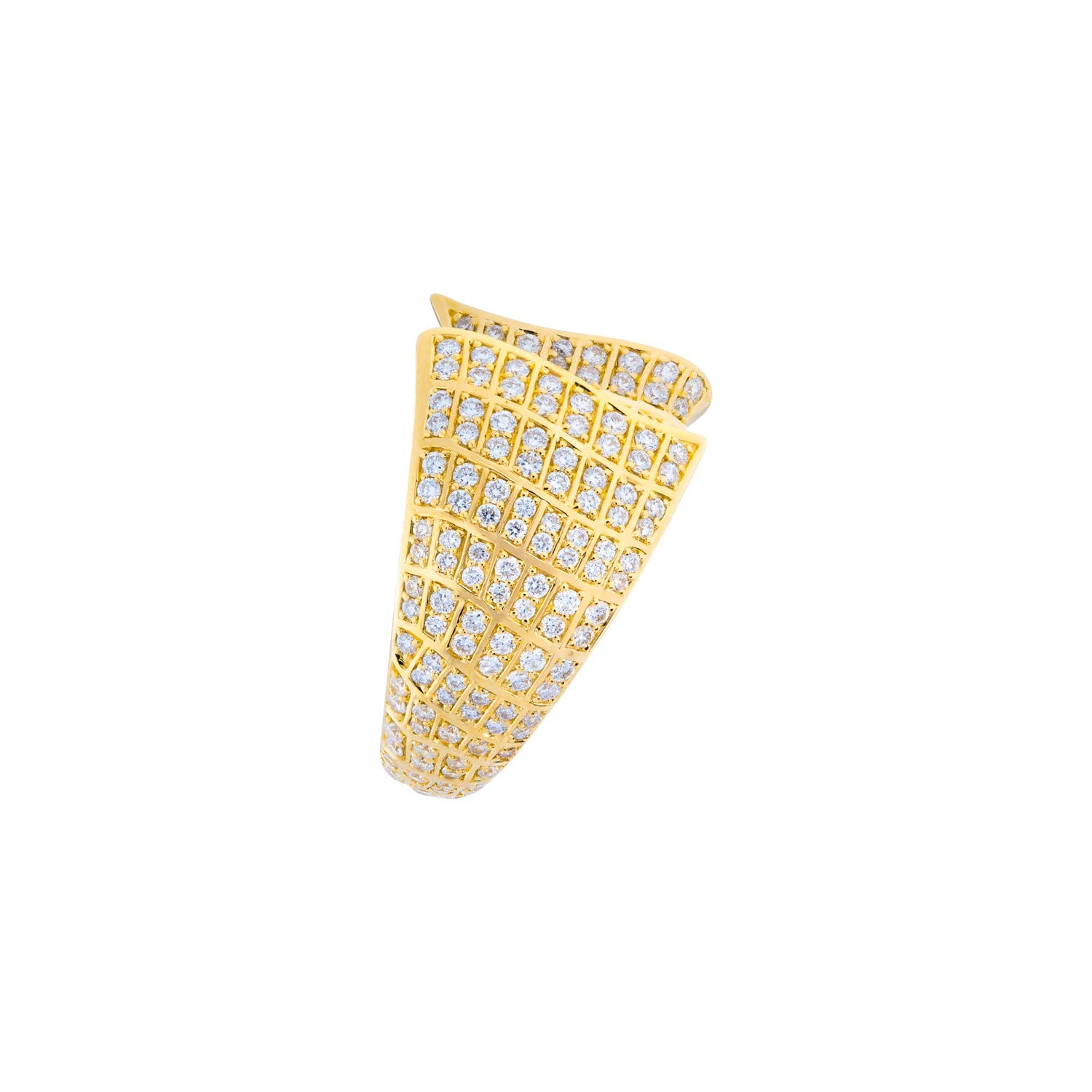 Sia Layered Yellow Gold Pavé Diamond High Gloss Small Ring