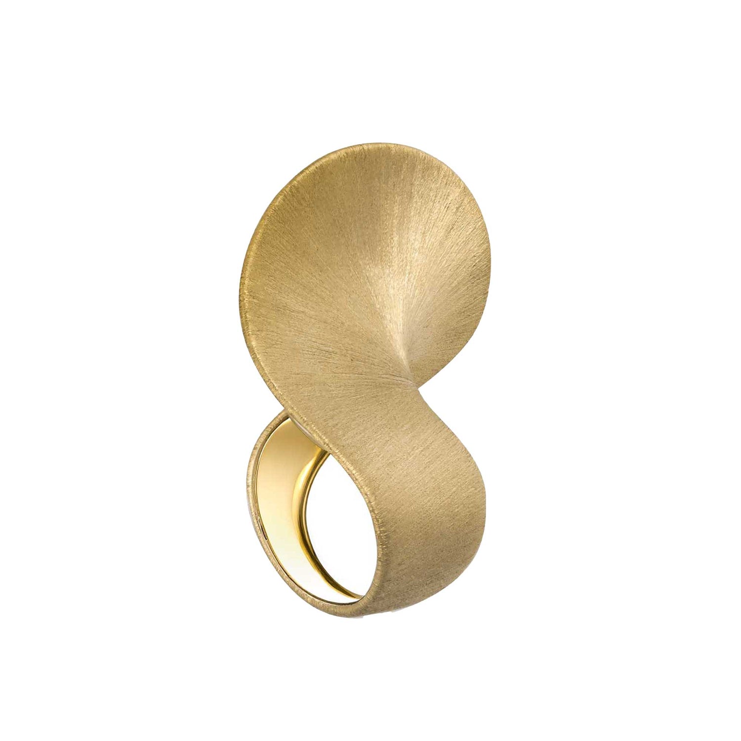 Dune Wave Yellow Gold Brushed Ring