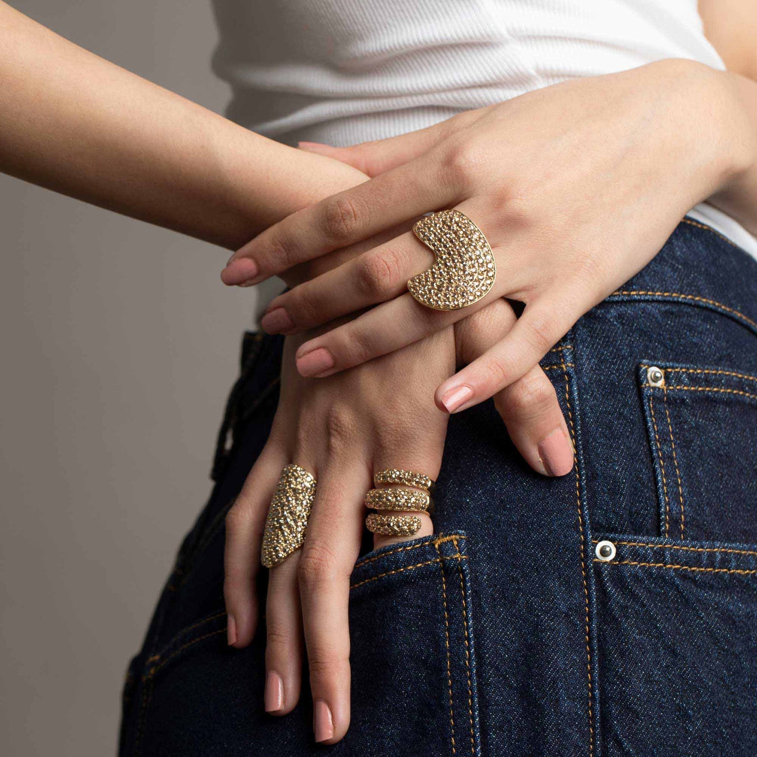 Dune Oval Yellow Gold Diamond Brown Ring