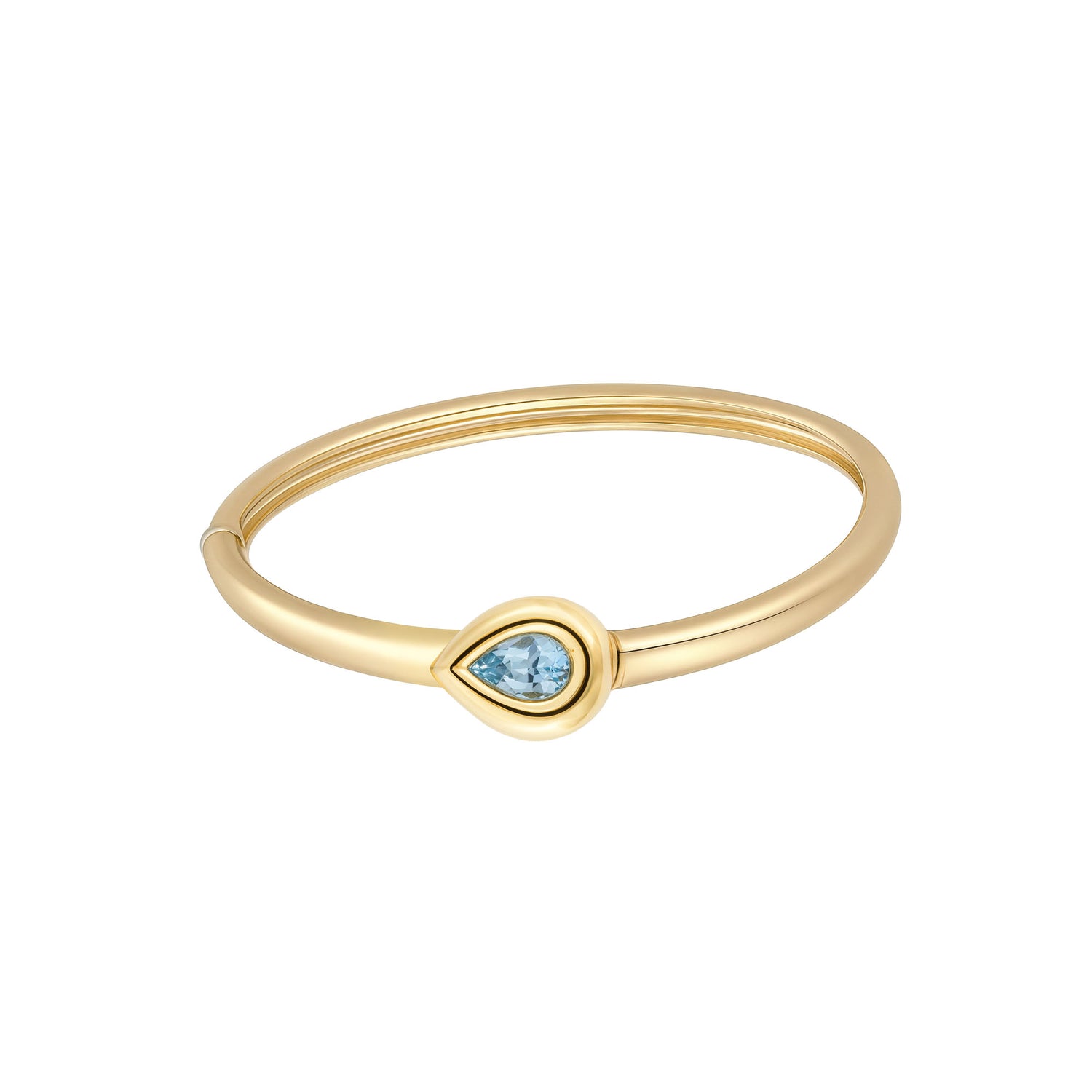 Satine Aquamarine Yellow Gold Pear Bangle