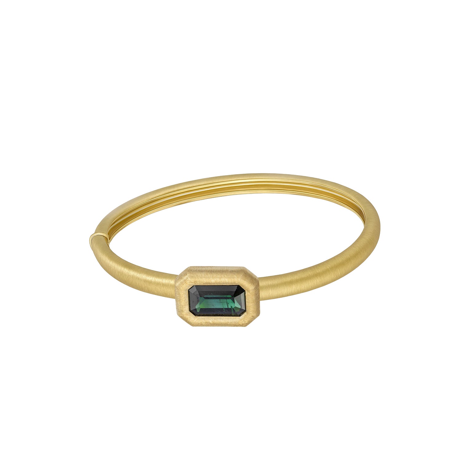 Satine Tourmaline Yellow Gold Elongated Rectangular Bangle