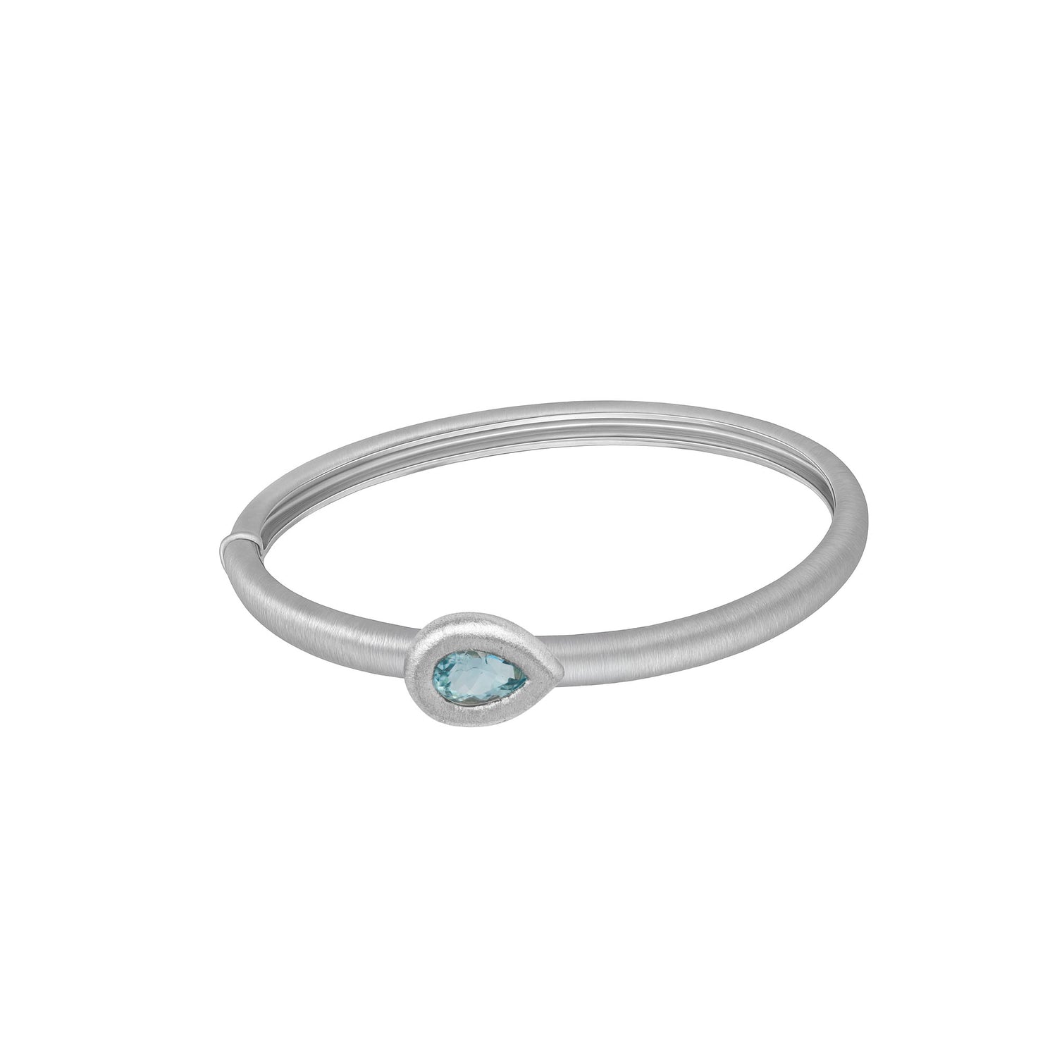Satine Aquamarine White Gold Oval Bangle