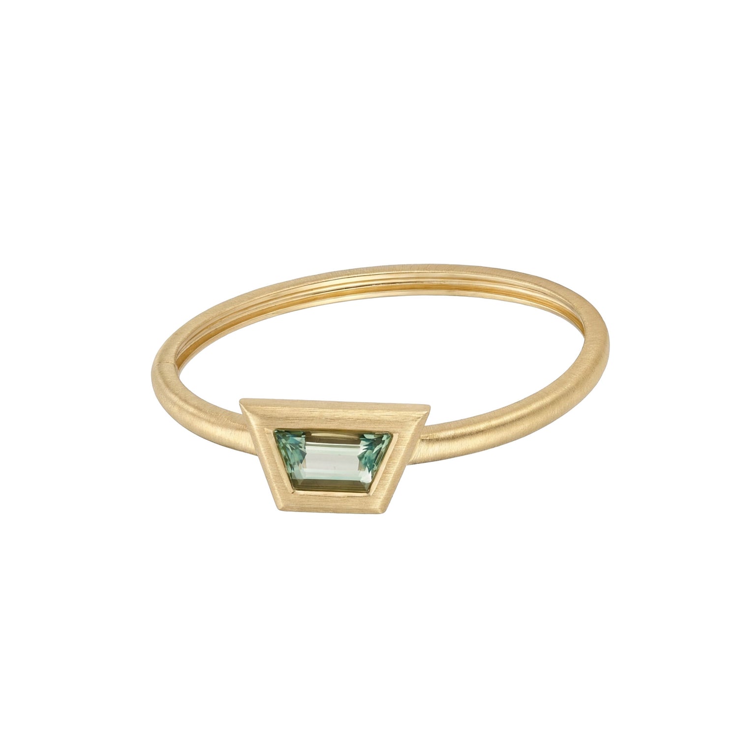 Satine Multi-Color Stone Yellow Gold Tilted Rectangular Brushed Bangle