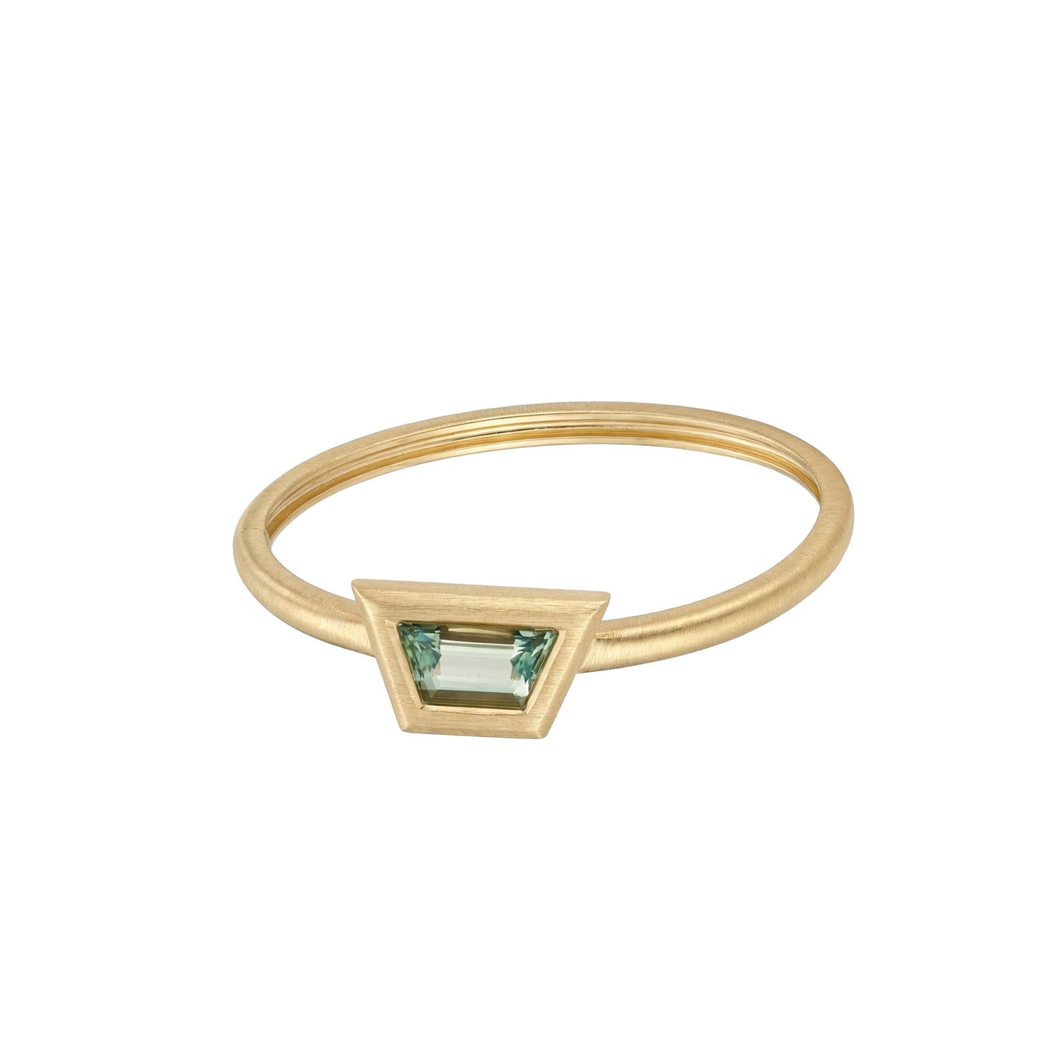 Satine Multi-Color Stone Yellow Gold Tilted Rectangular High Gloss Bangle