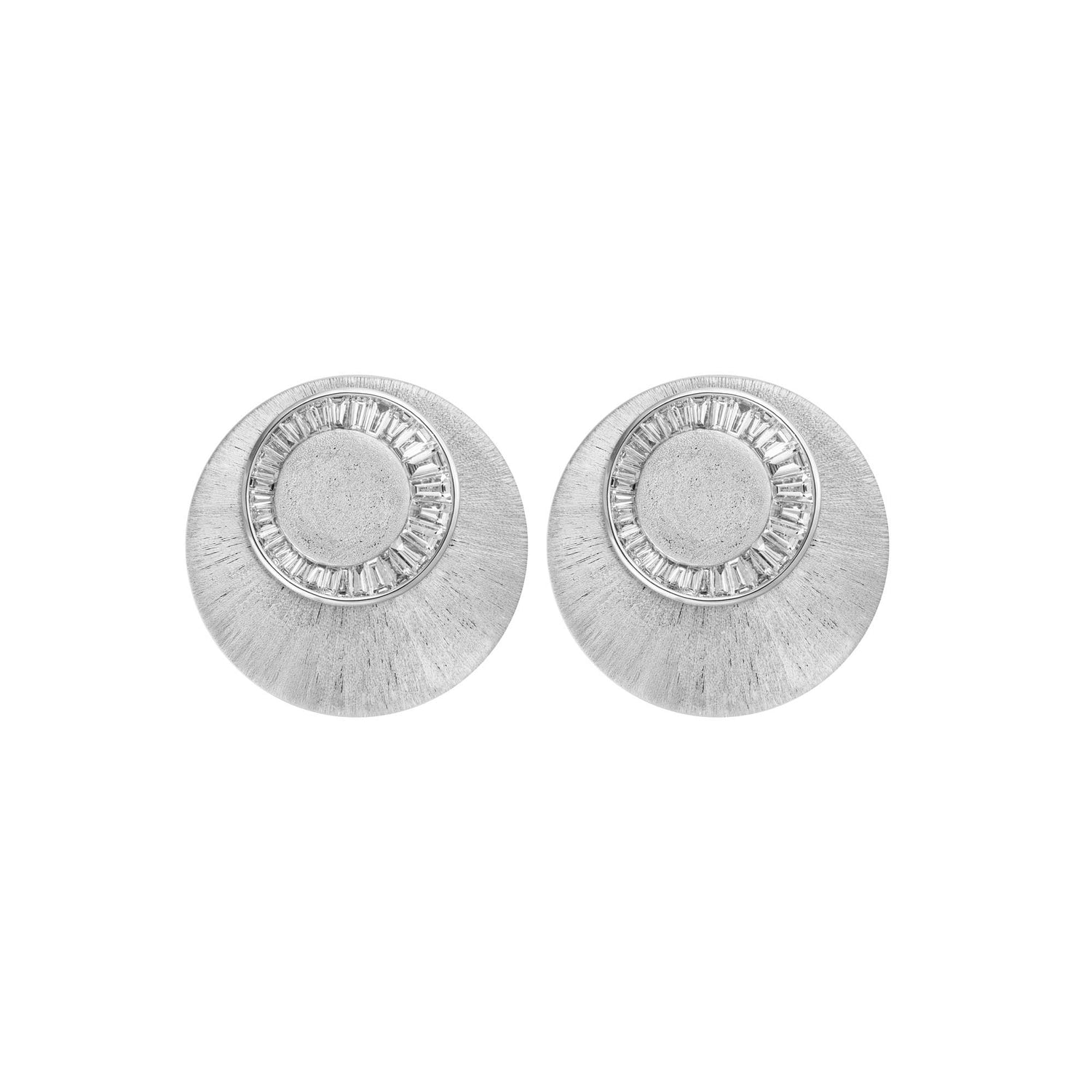 Celeste Sculptural White Gold Diamond Dome Disc Earrings