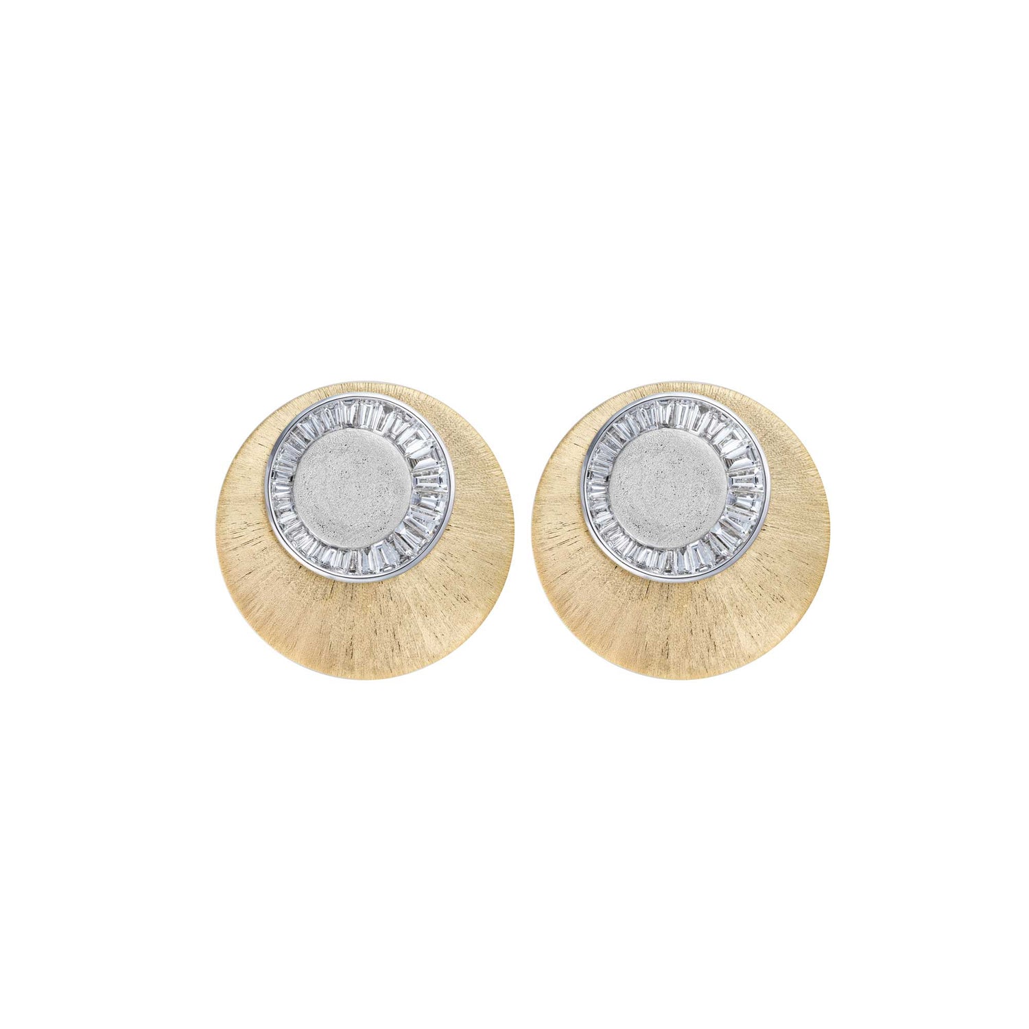 Celeste Sculptural Yellow Gold Diamond Dome Disc Earrings