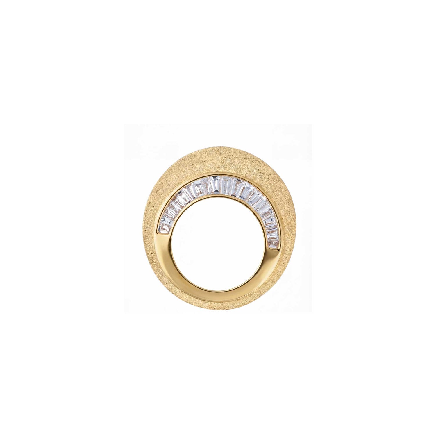 Céleste Yellow Gold & White Gold Baguette Diamond Sand Finish Ring
