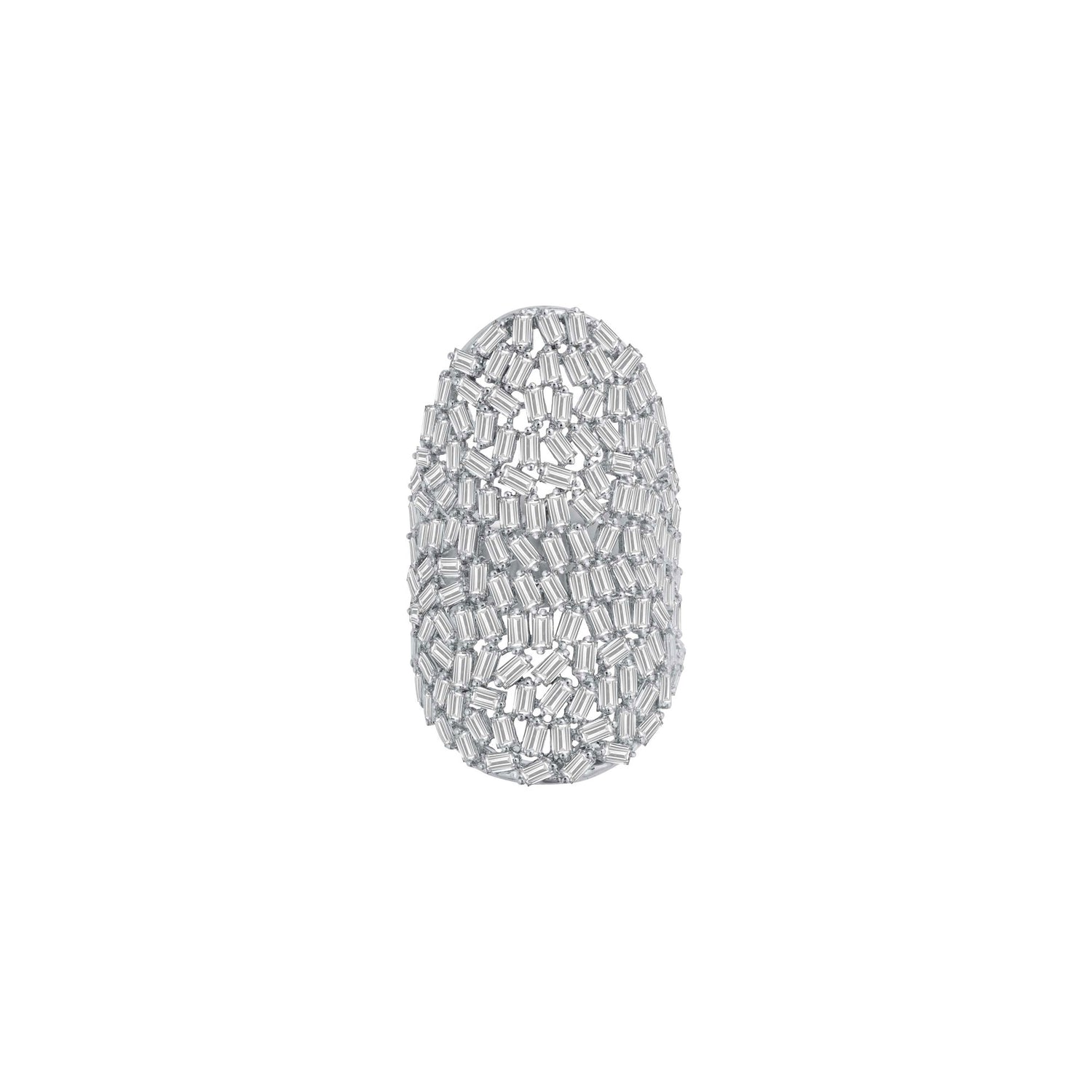 Dune Oval White Gold Diamond Baguette Ring