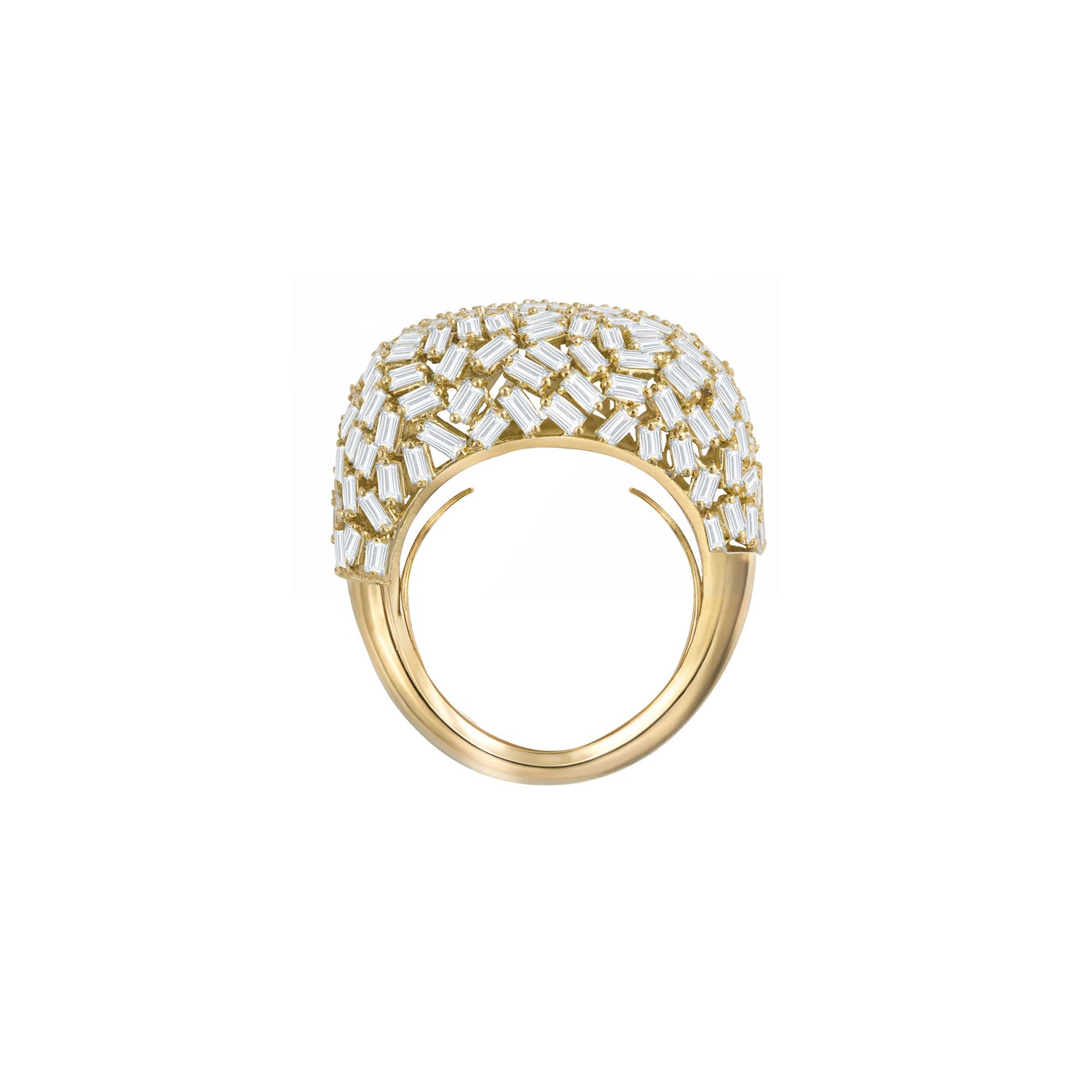 Dune Oval Yellow Gold Diamond Baguette Ring