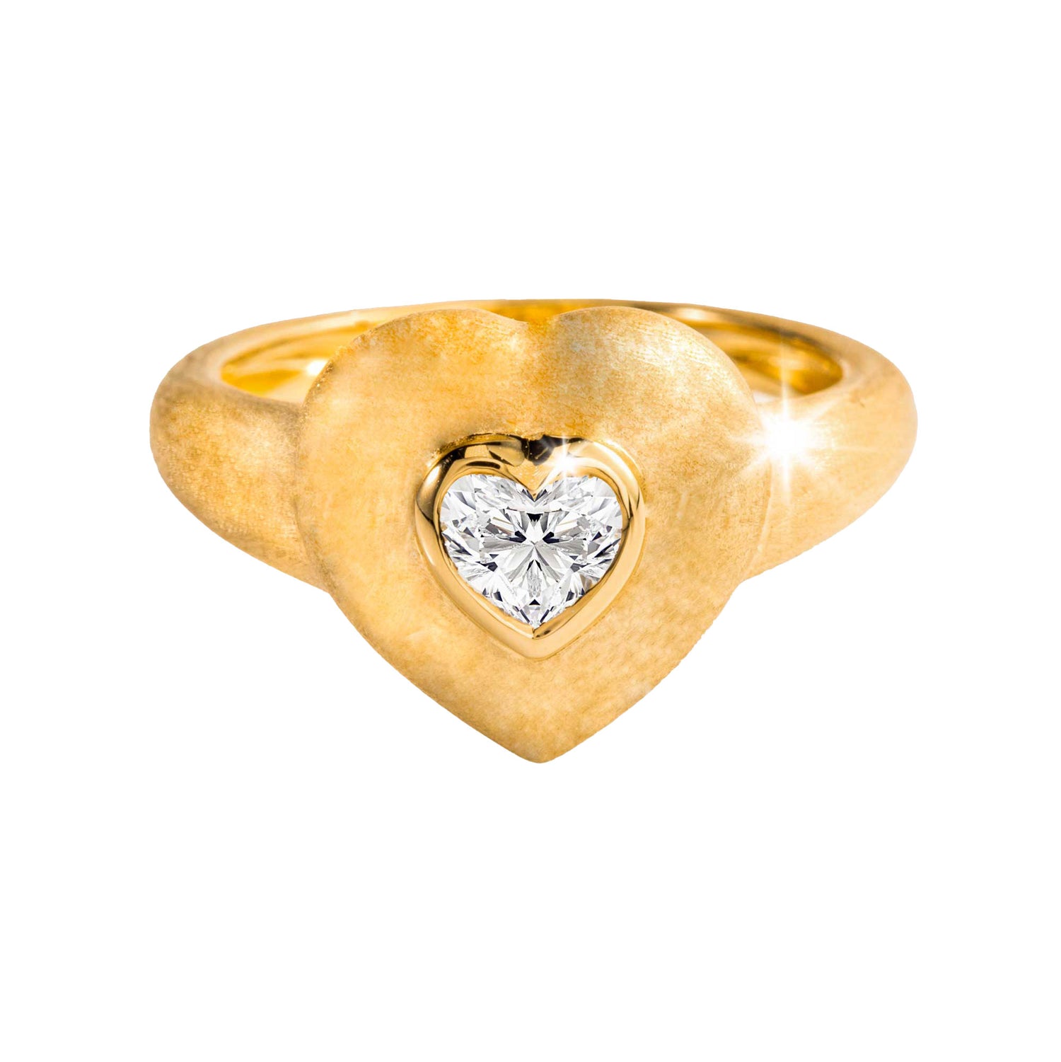 Dune Pinky Yellow Gold Diamond Heart Ring