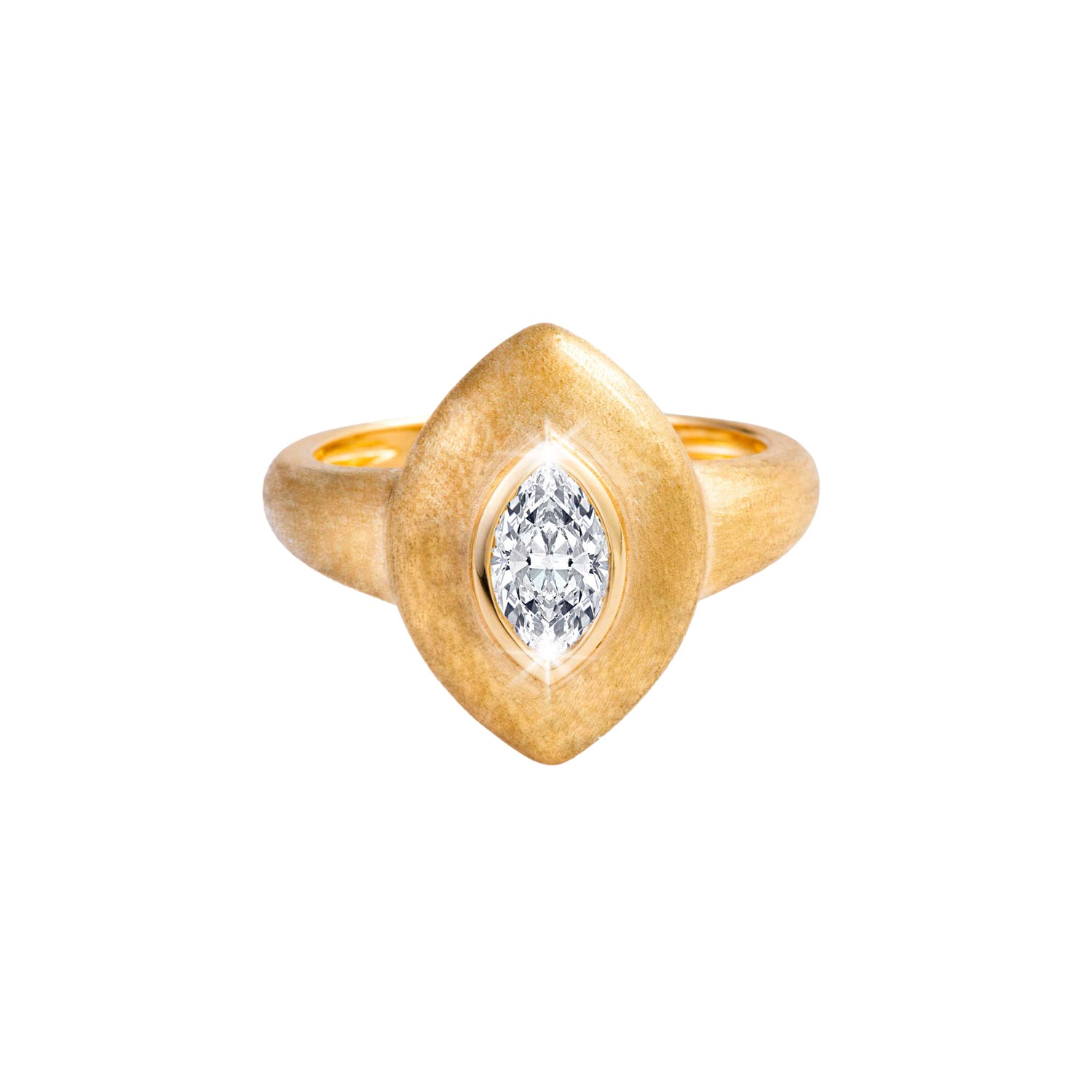 Dune Pinky Yellow Gold Diamond Marquise Ring