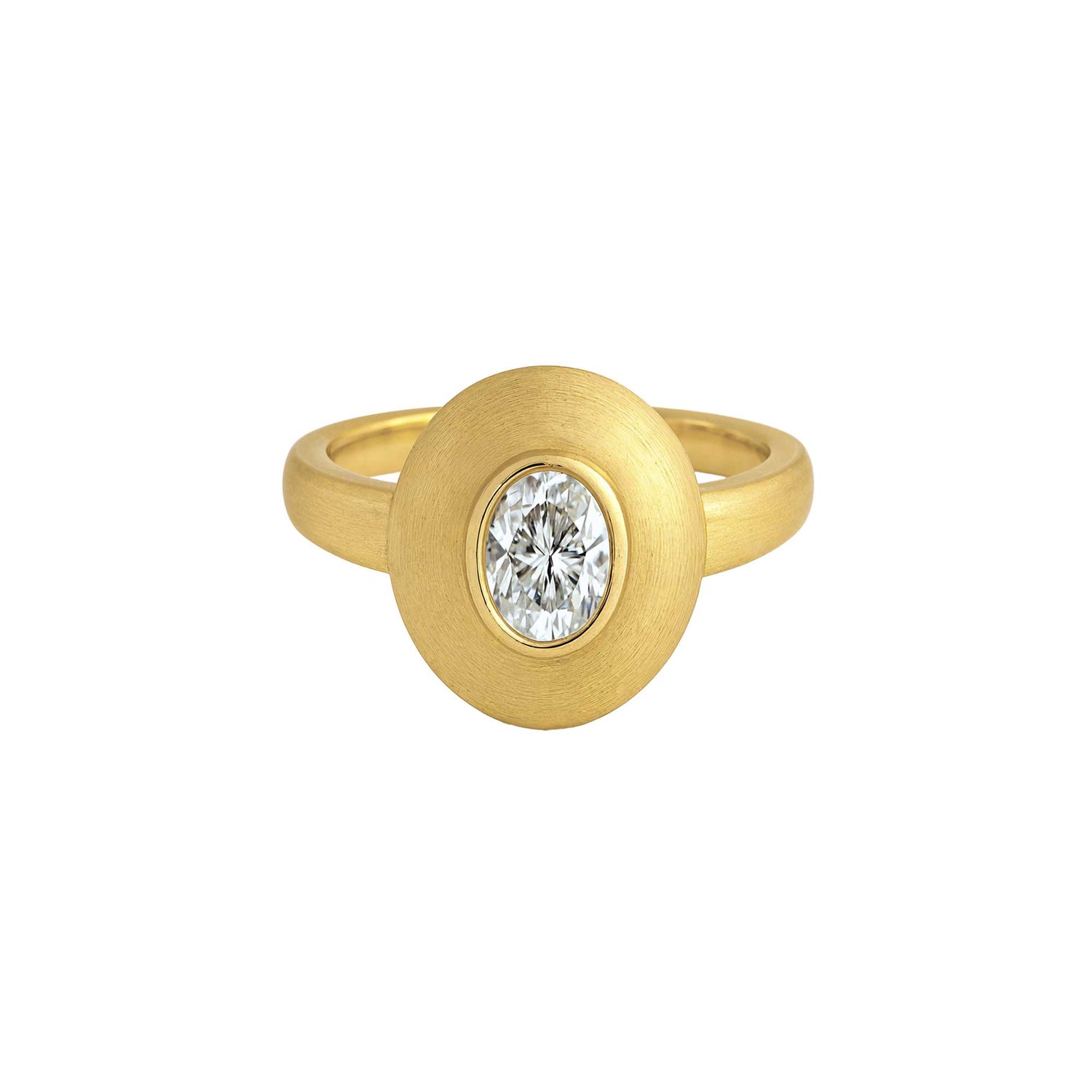 Dune Pinky Yellow Gold Diamond Oval Ring