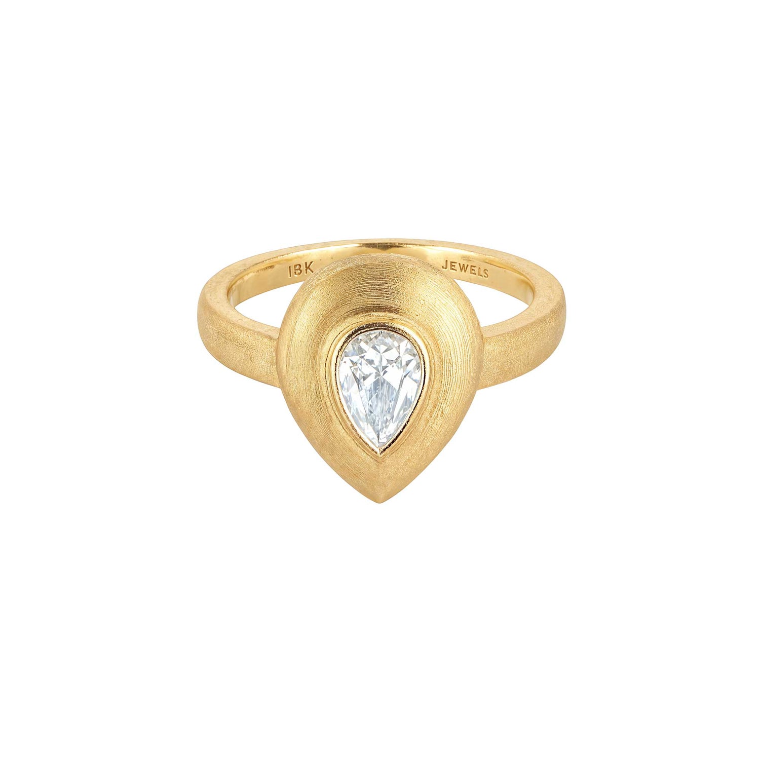 Dune Pinky Yellow Gold Diamond Pear Ring