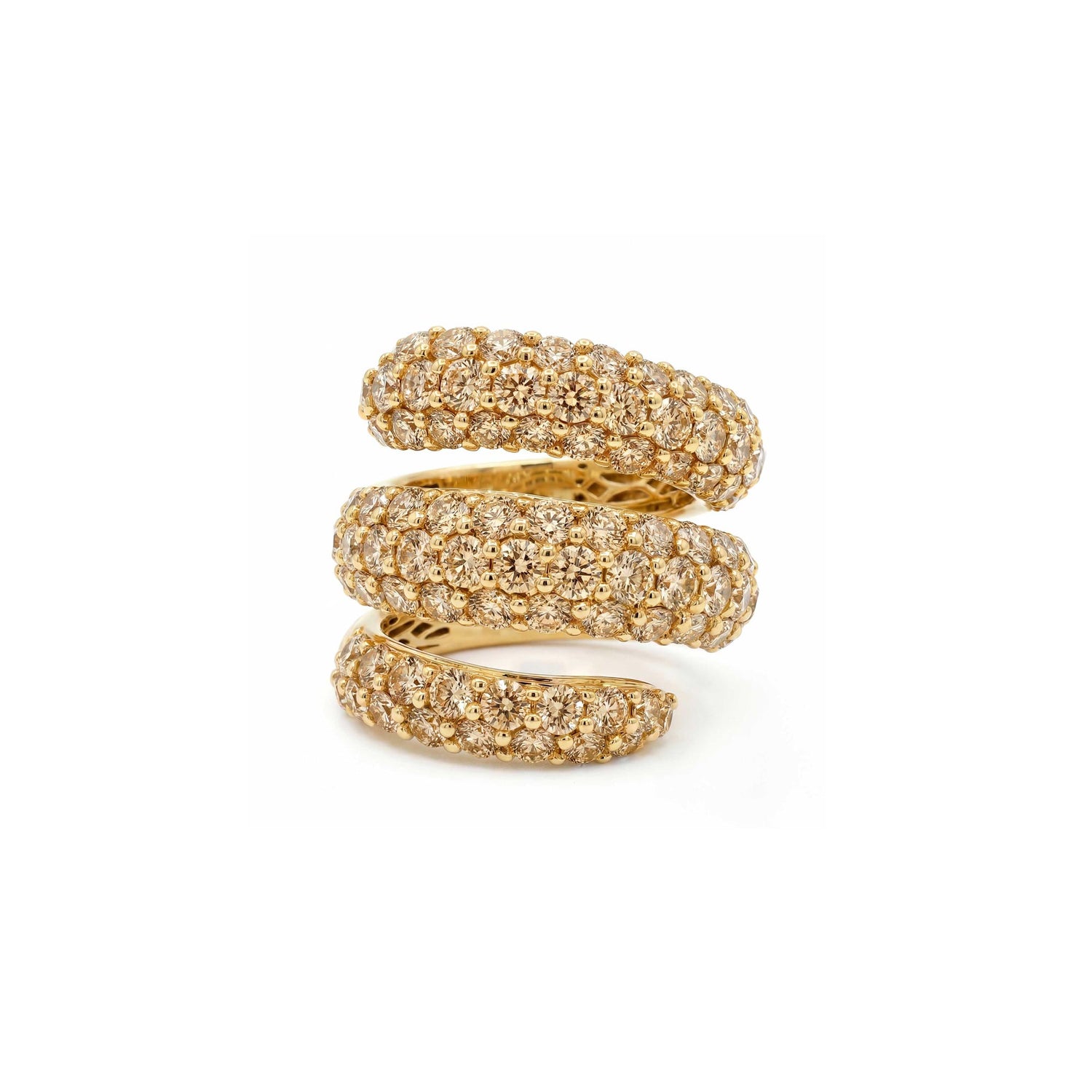 Dune Spiral White Gold Diamond Brown Ring