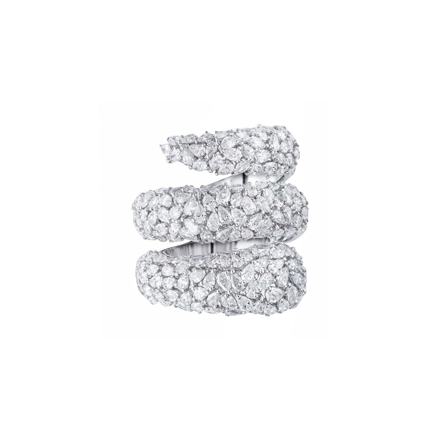 Dune Spiral White Gold Diamond Pear Ring