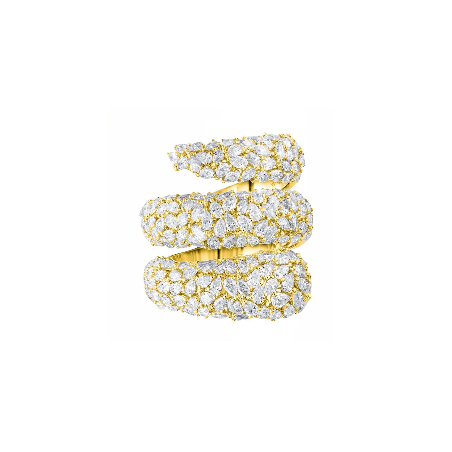Dune Spiral Yellow Gold Diamond Pear Ring