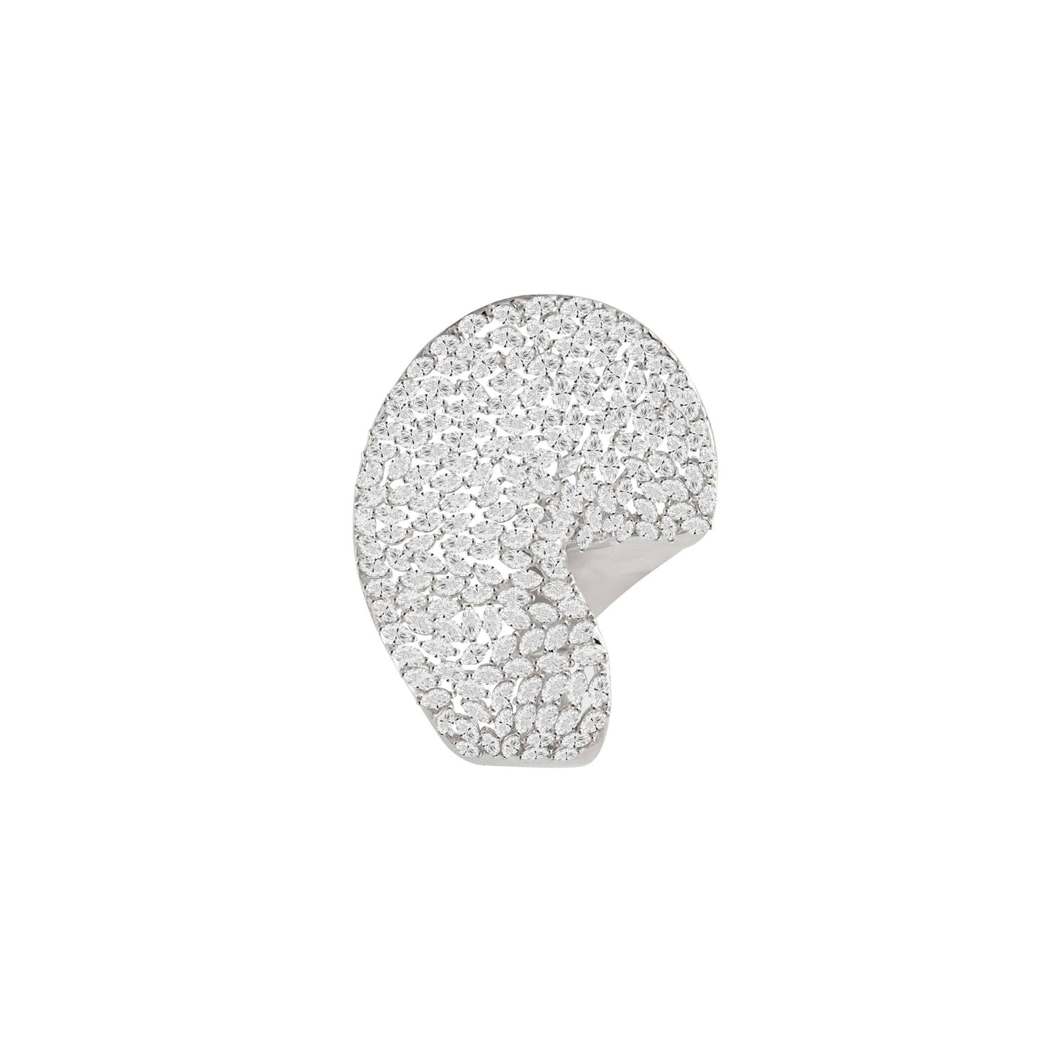 Dune Wave Dome White Gold Diamond Marquise Ring