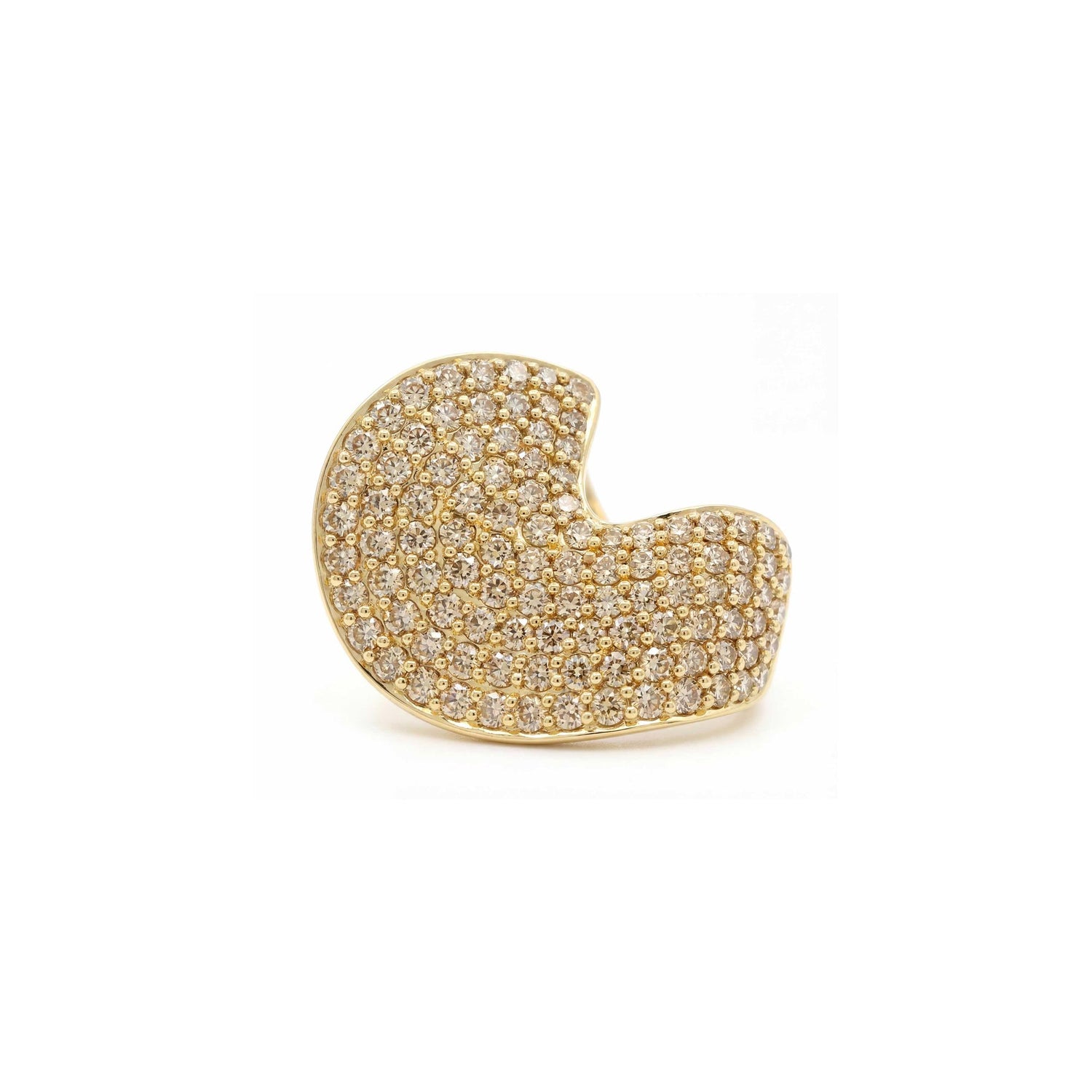 Dune Wave Yellow Gold Diamond Brown Ring