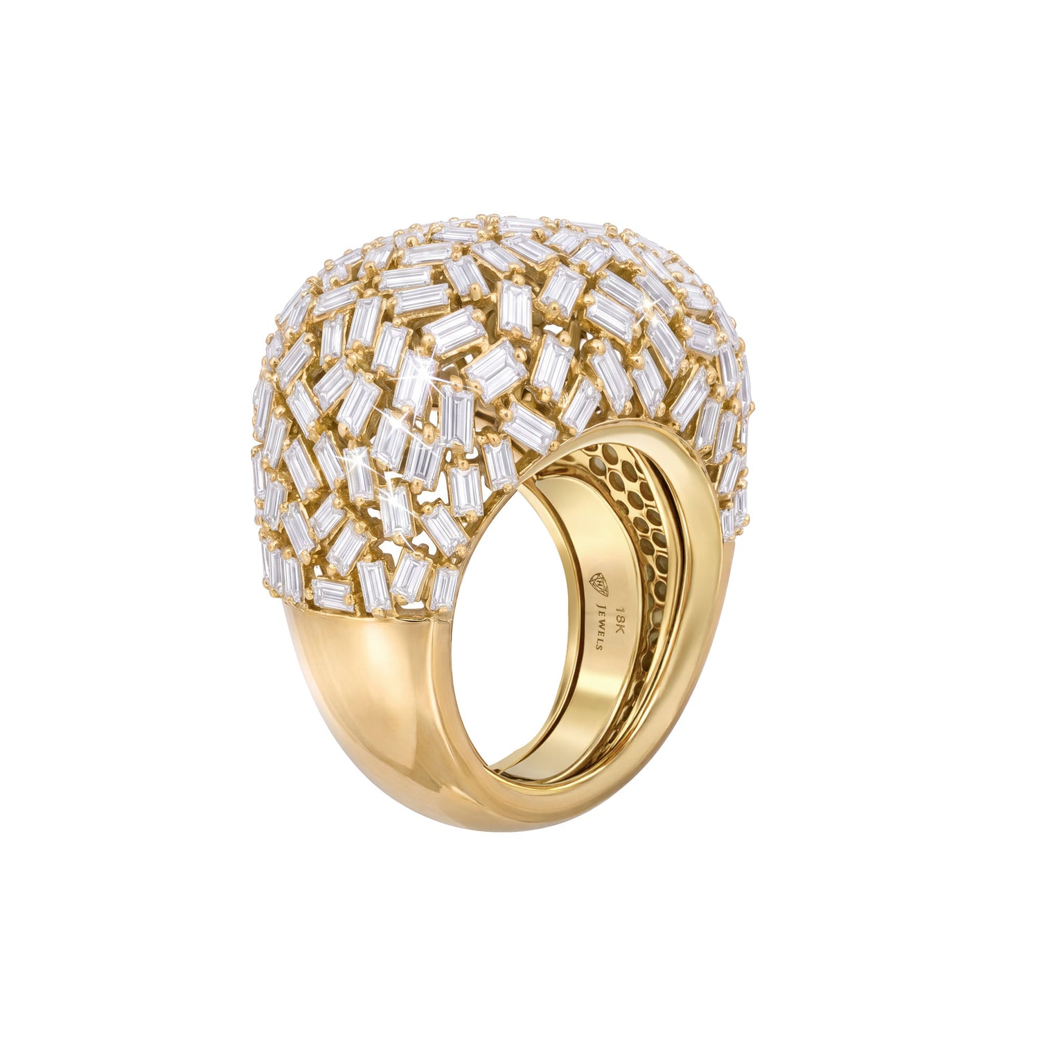 Dune Oval Yellow Gold Diamond Baguette Ring