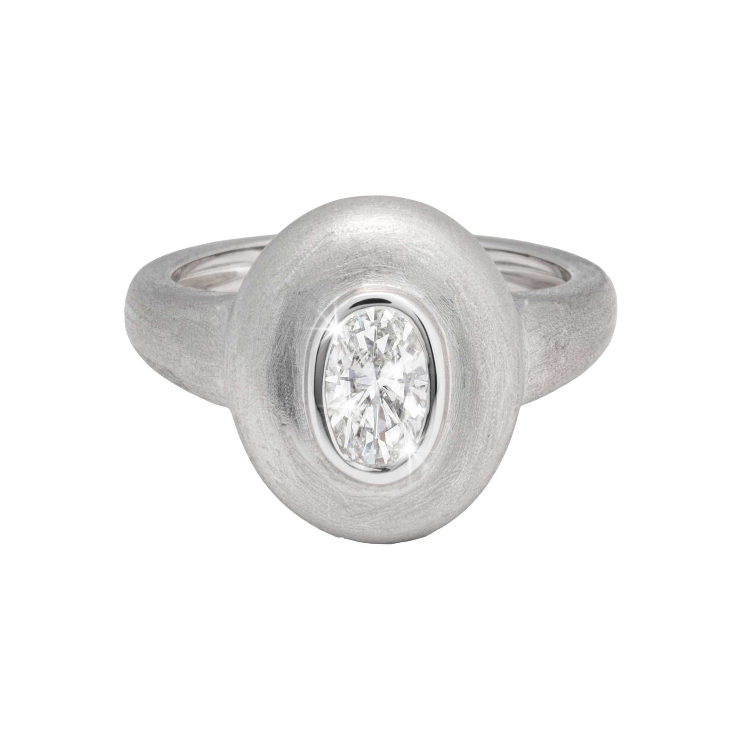 Dune Pinky White Gold Diamond Oval Ring