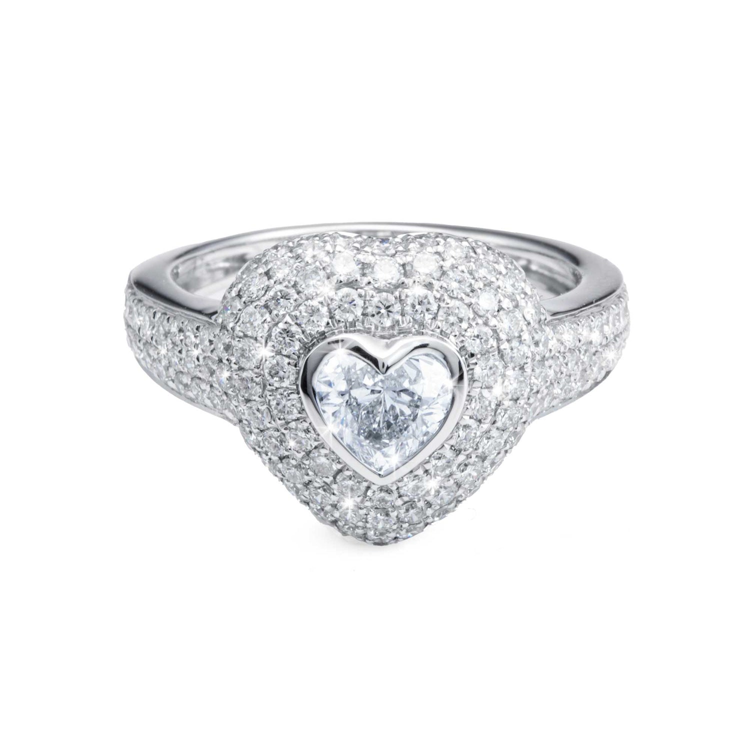 Dune Pinky White Gold Full Diamond Heart Ring