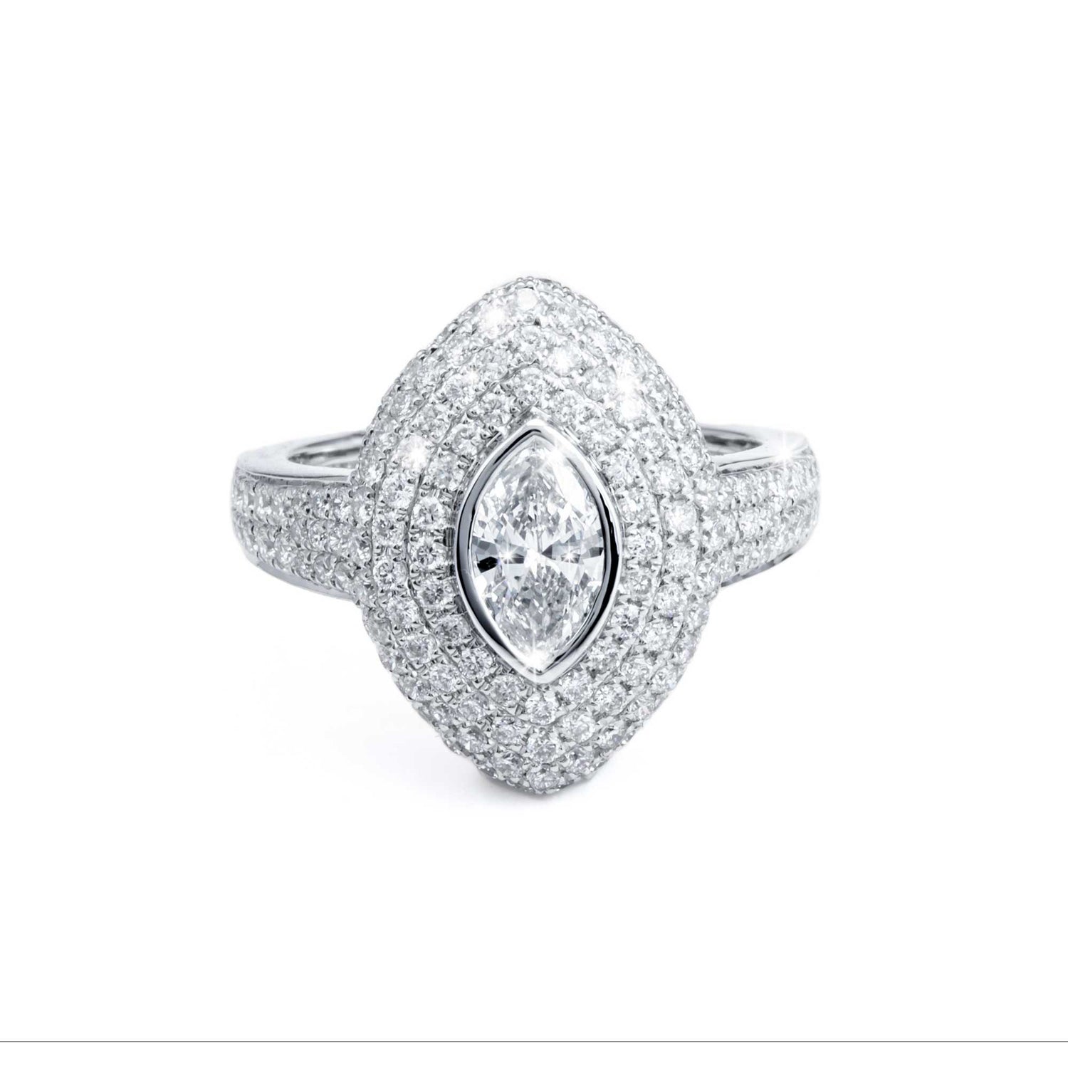 Dune Pinky White Gold Full Diamond Marquise Ring