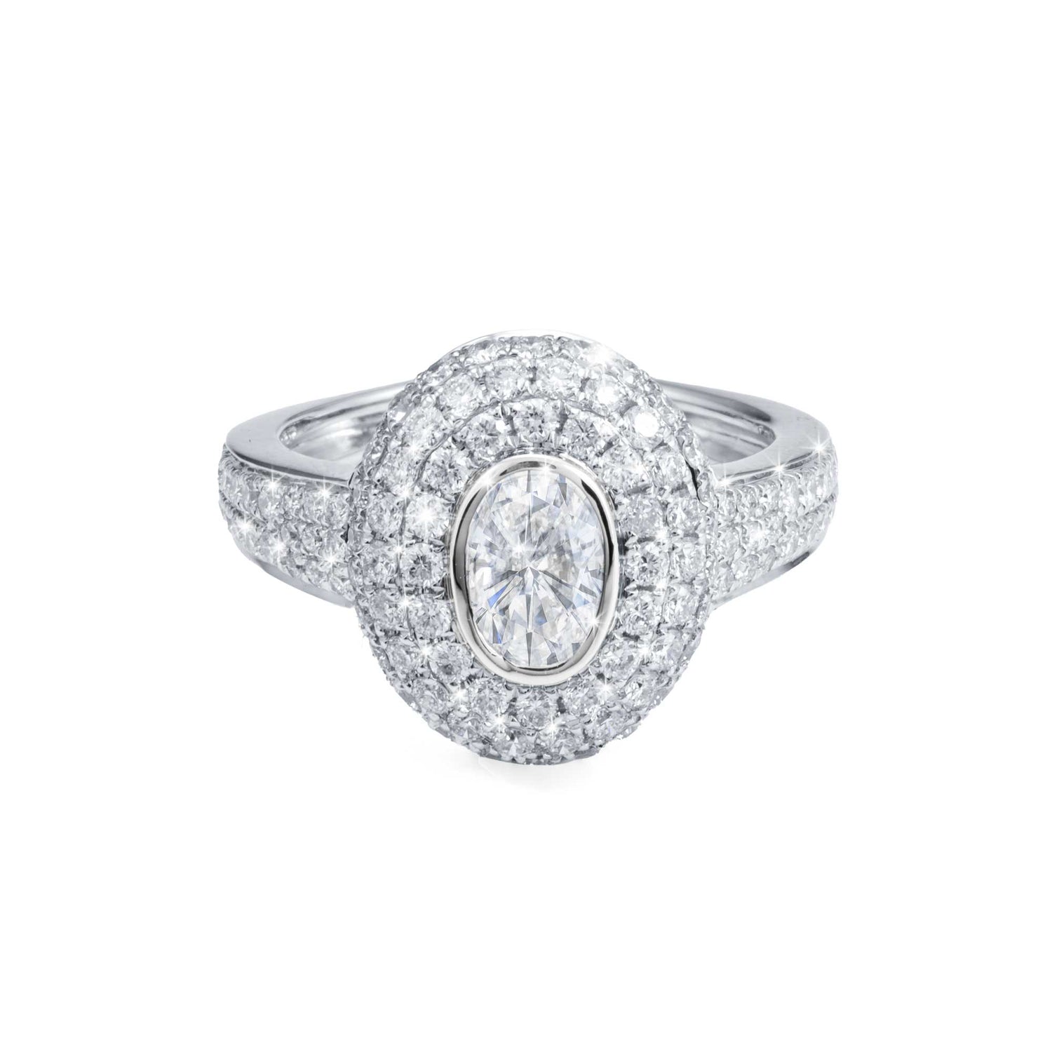 Dune Pinky White Gold Full Diamond Oval Ring