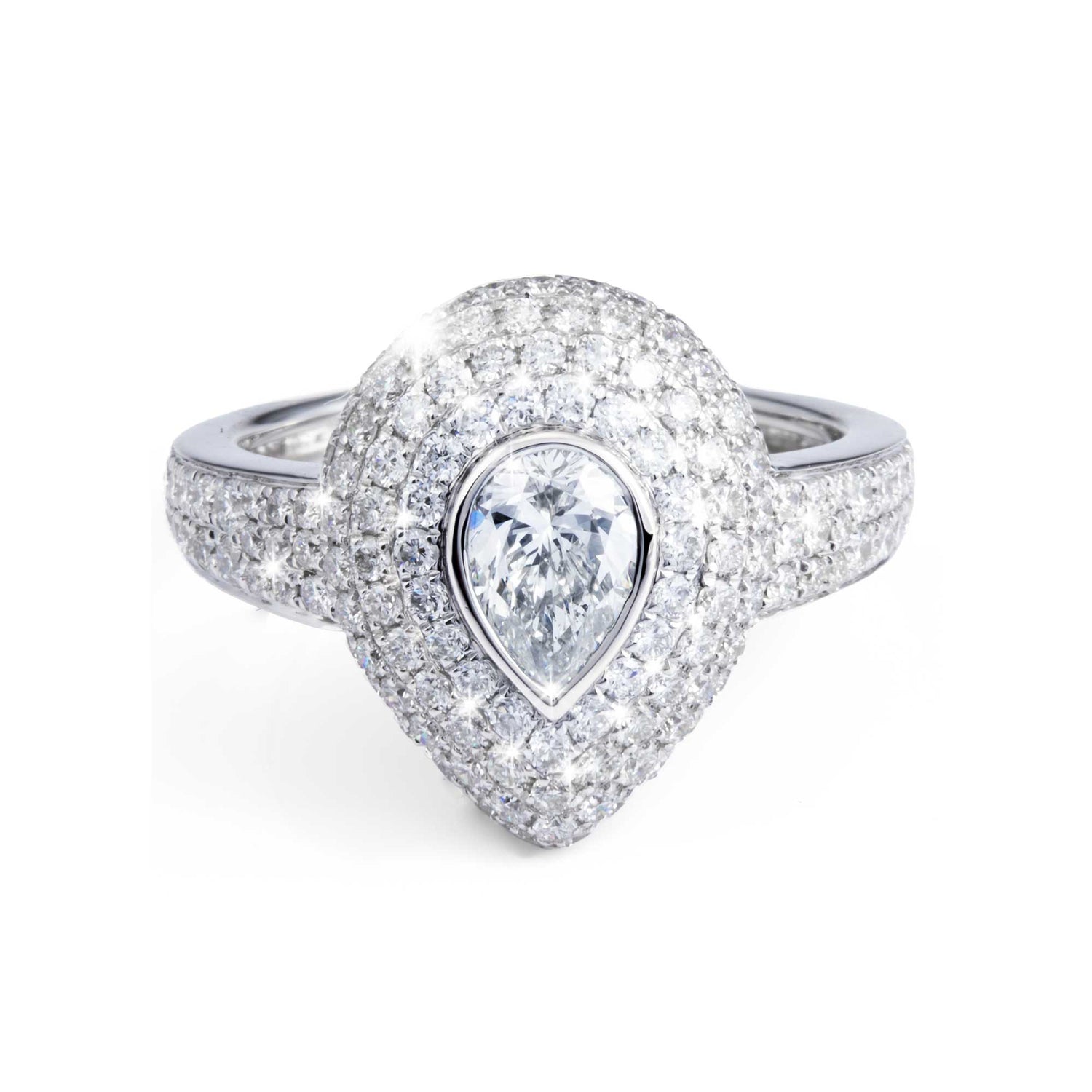 Dune Pinky White Gold Full Diamond Pear Ring