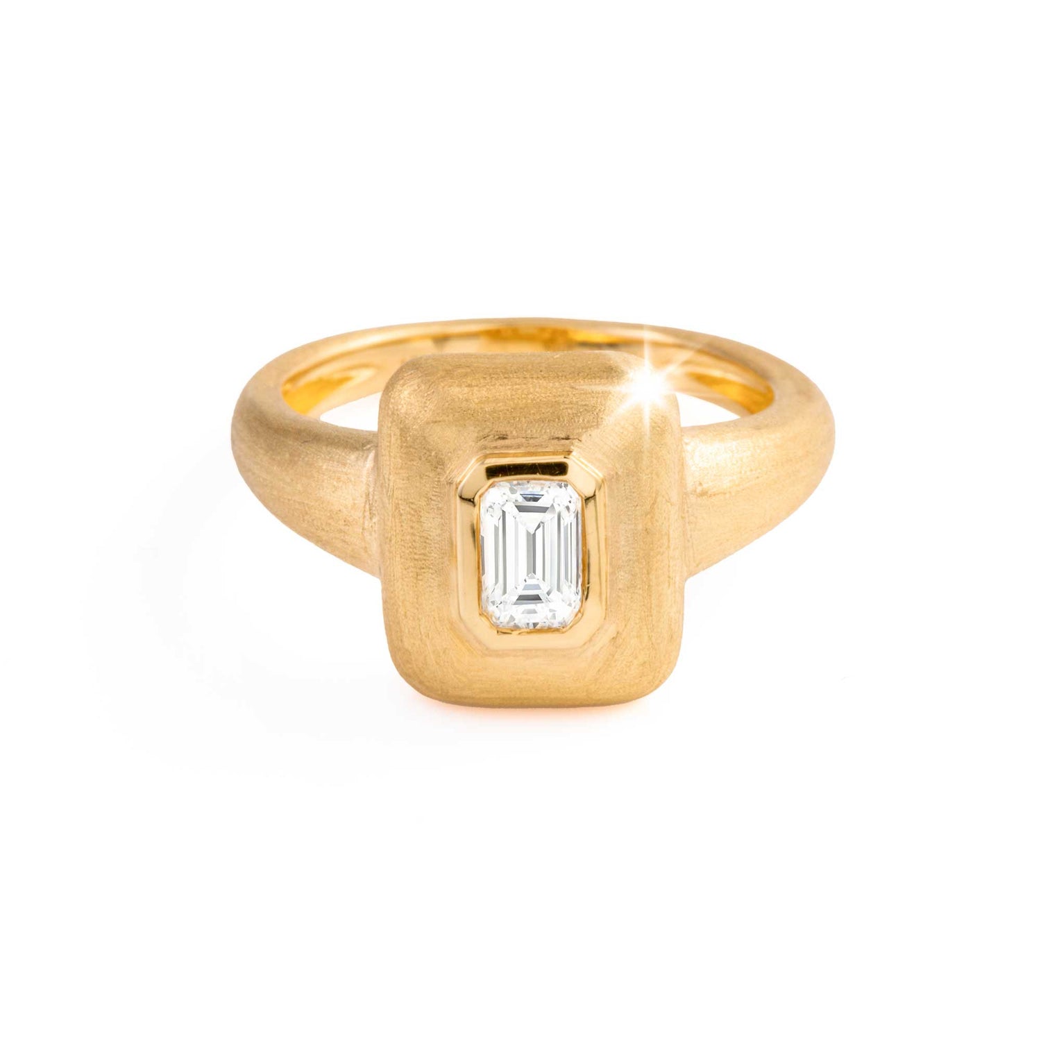 Dune Pinky Yellow Gold Diamond Emerald Ring