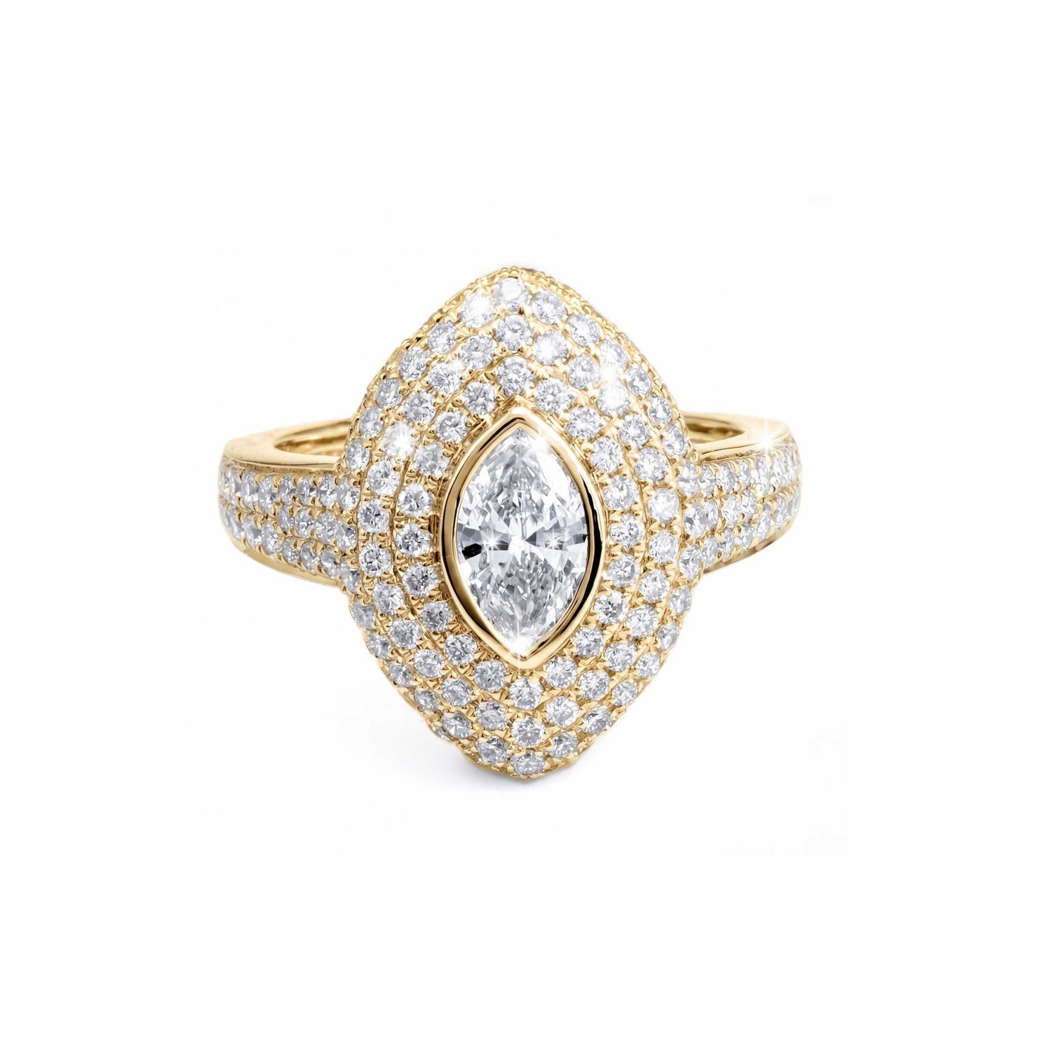 Dune Pinky Yellow Gold Full Diamond Marquise Ring