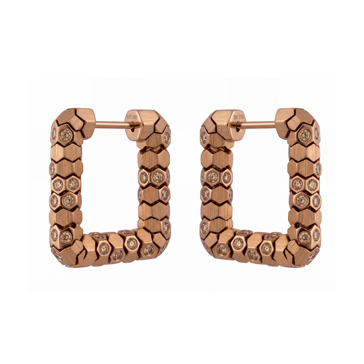 Essential’s Diamond Geometric 18K Rose Gold Square Hoop Earrings